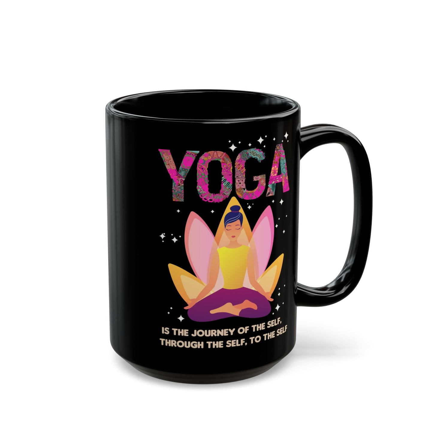 Yoga Is The Journey Of The Self Through The Self To The Self – Black Mug (11oz & 15oz) - 13214