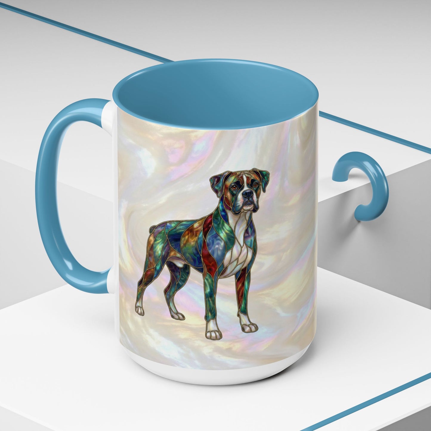 Boxer Accent Coffee Mug -Stained Glass Style (11/15oz) - 14621