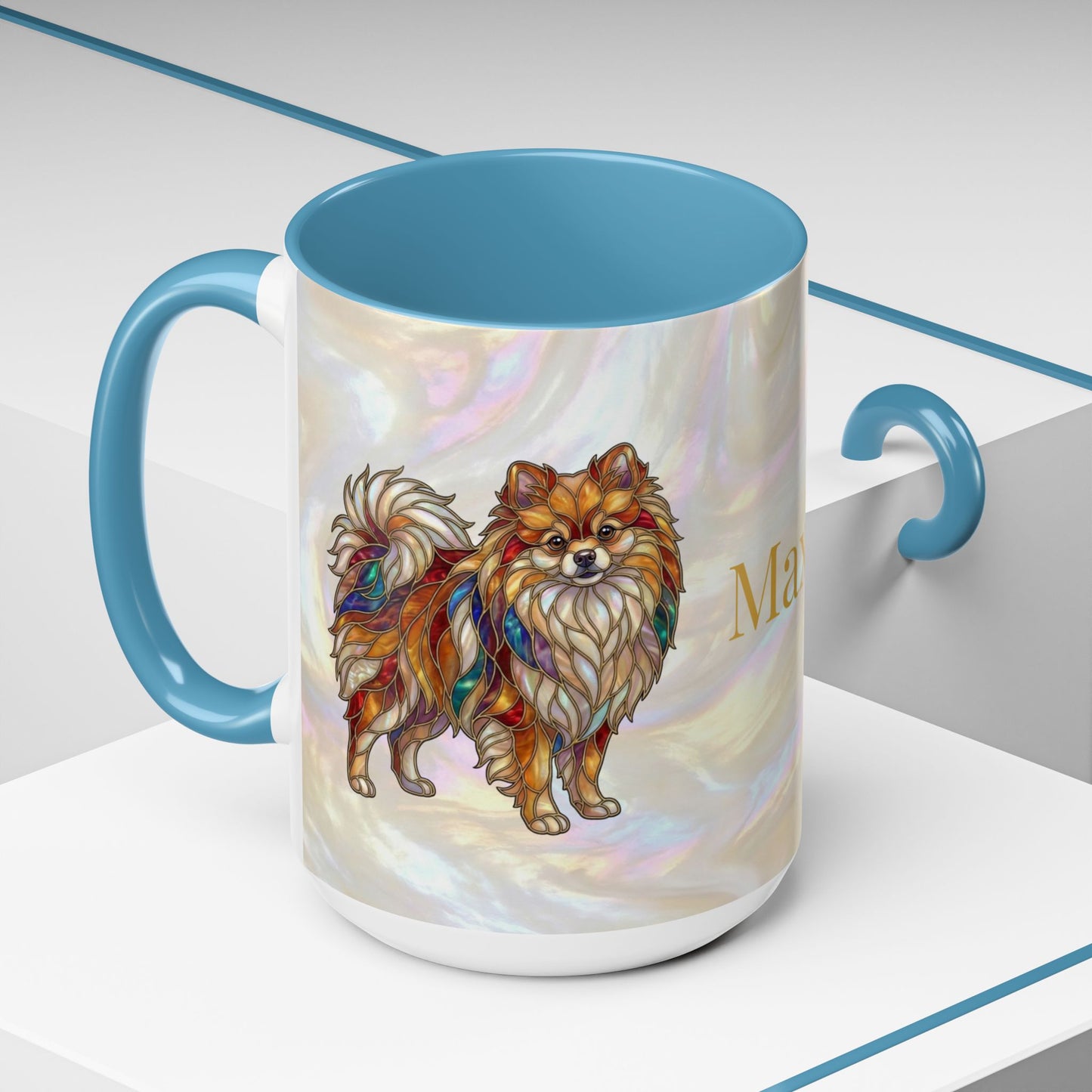 Pomeranian Accent Coffee Mug — Stained Glass Design (11/15oz) - 14638