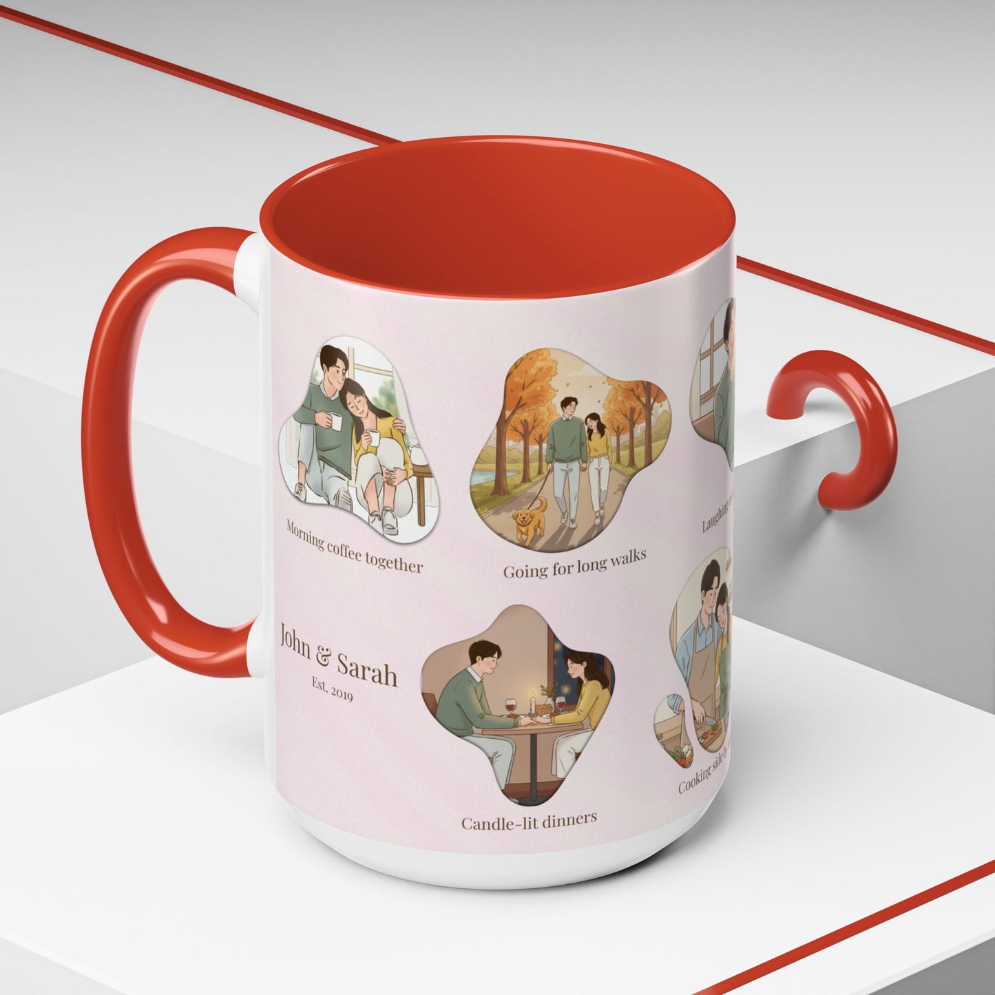 Our Favorite Things to Do Valentine’s Mug – Cozy Couples Illustrated Accent Coffee Mug - 14703