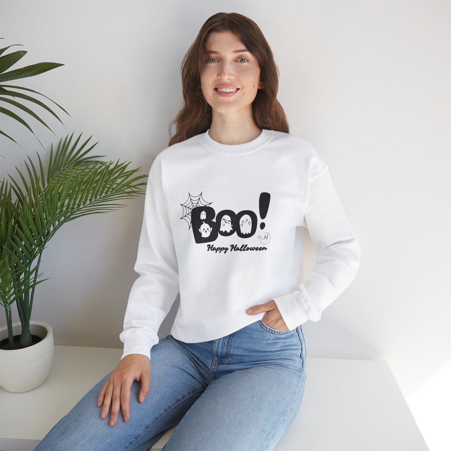 Boo, Happy Halloween - Unisex Heavy Blend™ Crewneck Sweatshirt