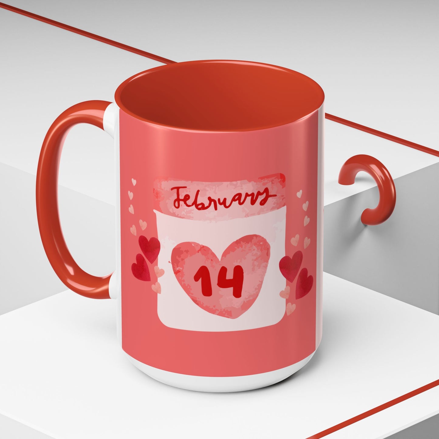 February 14, Happy Valentine's - Accent Coffee Mug (11, 15oz) - 11123