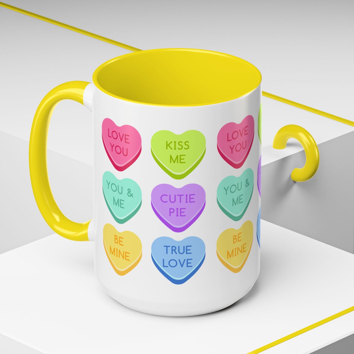 Love You, Kiss Me - Accent Coffee Mug (11, 15oz) - 11541