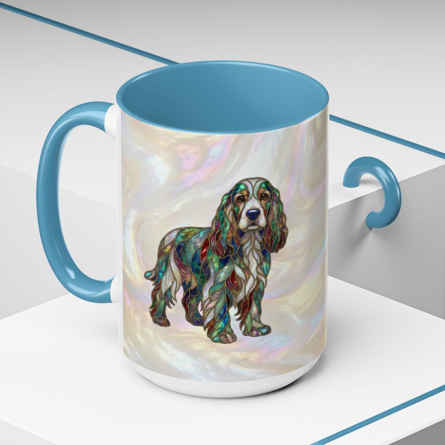 Cocker Spaniel Accent Coffee Mug -Stained Glass Style (11/15oz) - 14626