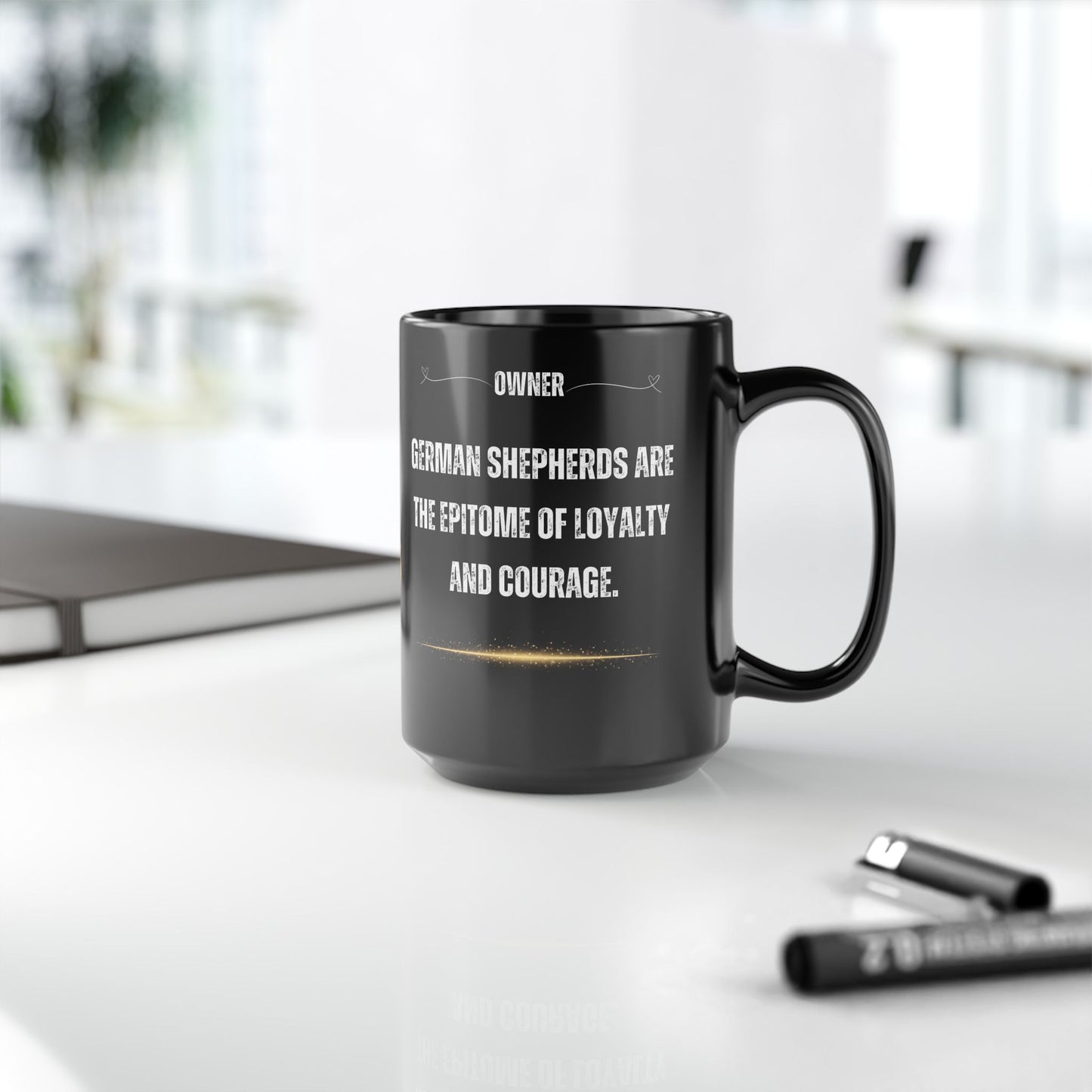 German Shepherds: Born to Protect, Customizable - Ceramic Black Mug (11oz, 15oz) - 10504