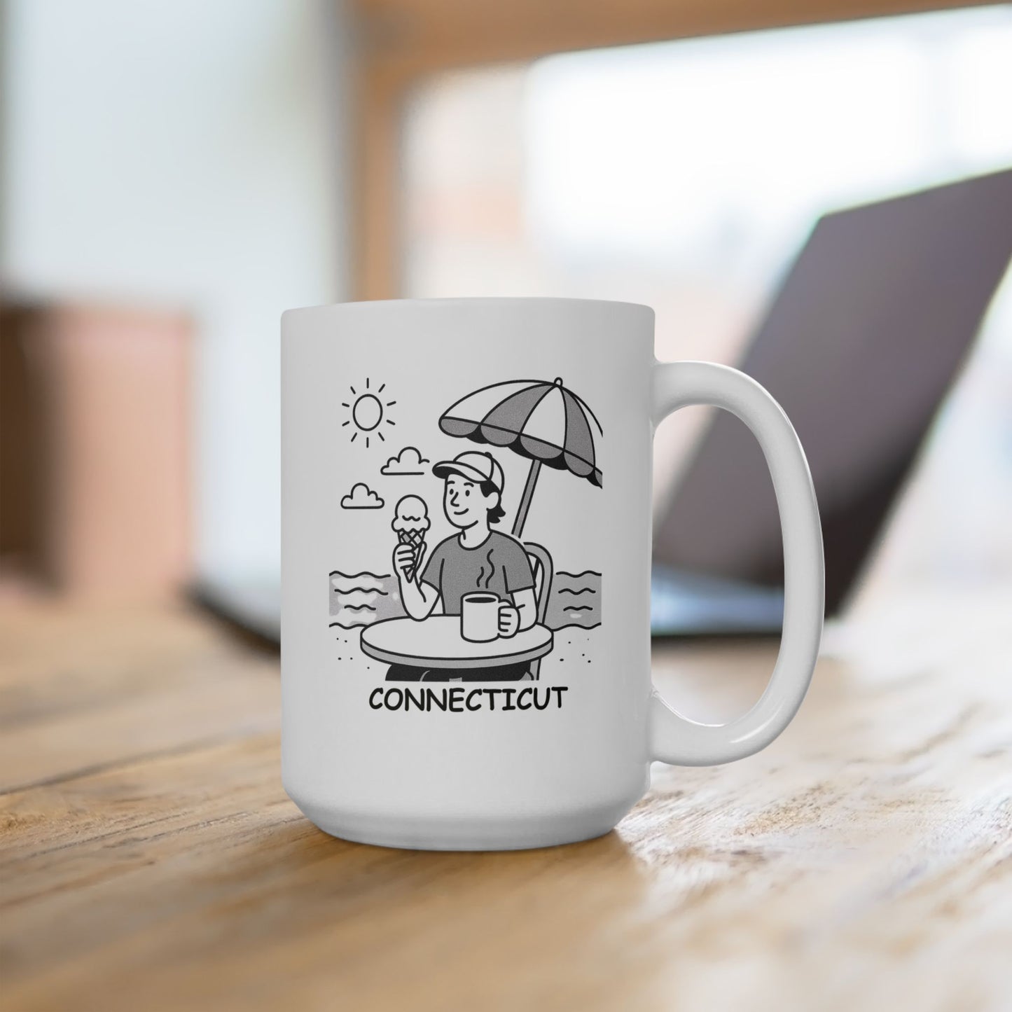 "In Connecticut, we like our summers like we like our coffee—hot and full of ice cream." Ceramic Mug - 13884