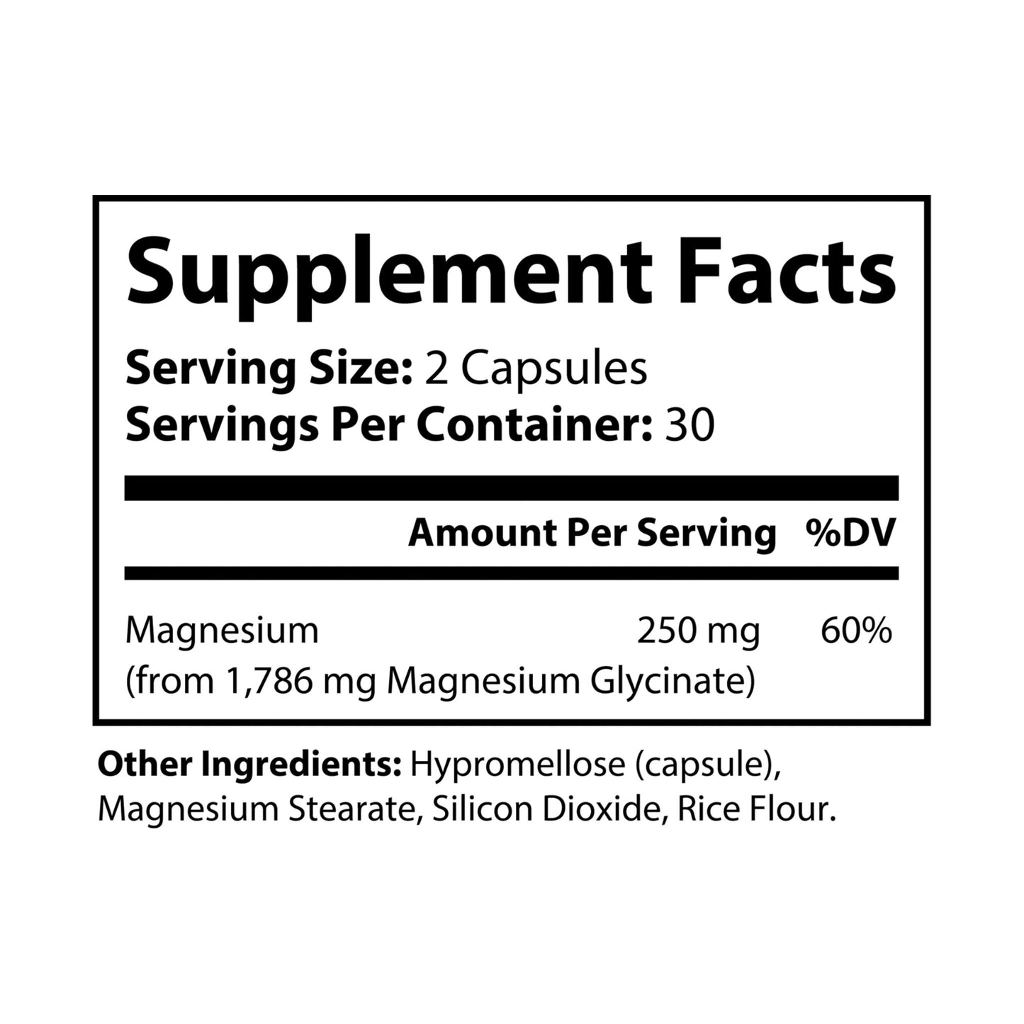 Magnesium Glycinate Supplement (60 Capsules) - 12315