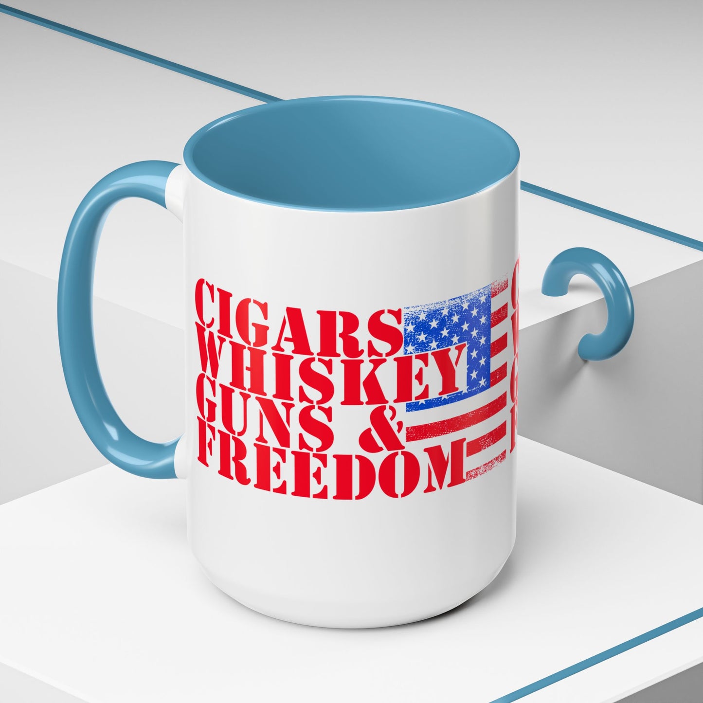Patriotic Coffee Mug - Perfect Gift for Freedom Lovers, Funny Quote Mug, Americana Drinkware, Whiskey and Cigars Mug - 13891