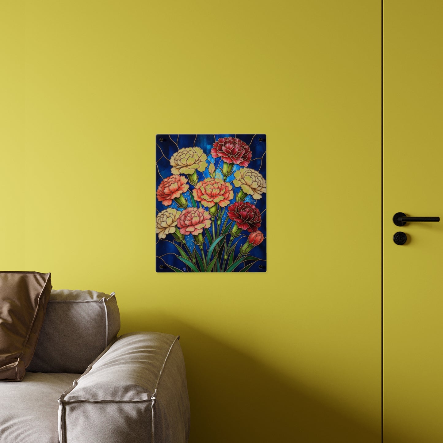 Carnation Bouquet Acrylic Wall Art Panel — Floral Home Décor - 14599