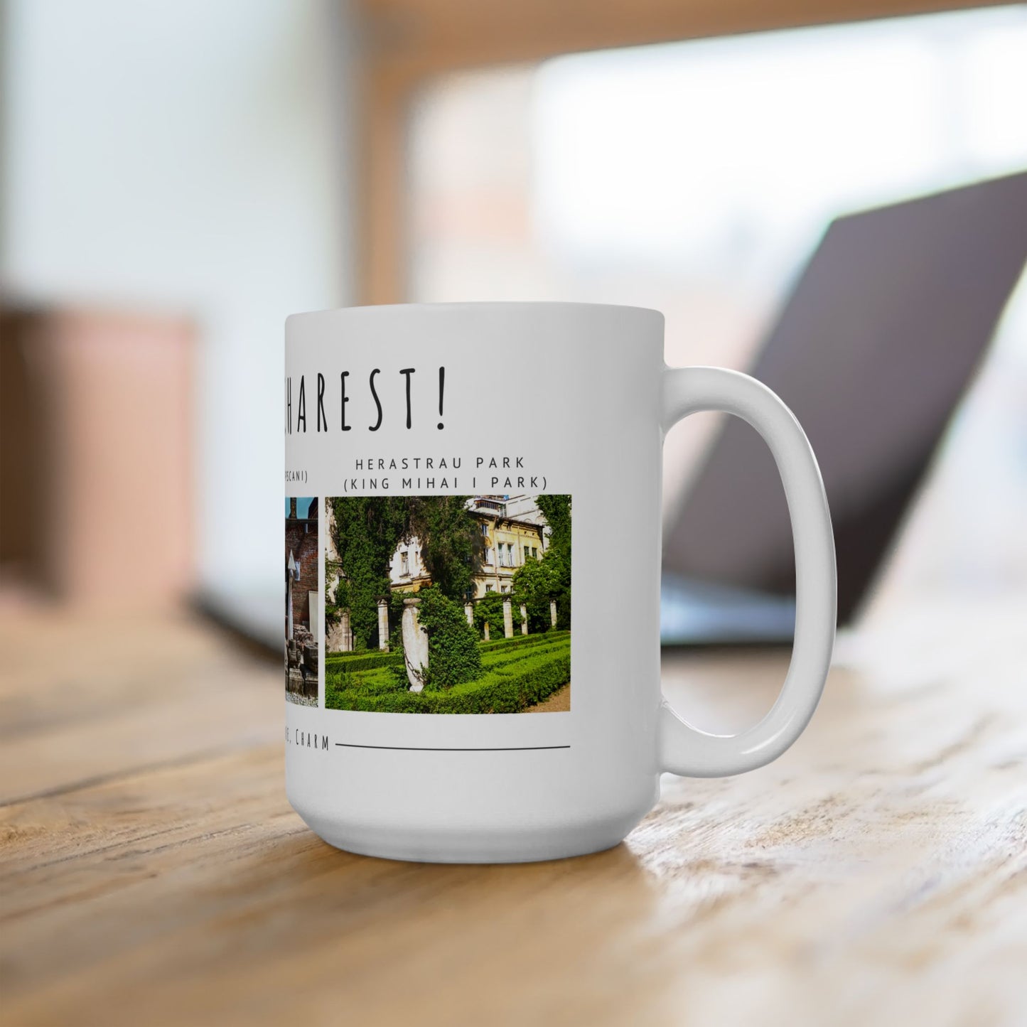 Hello, Bucharest! Ceramic Mug - 11oz/15oz Coffee Cup Featuring Historic Landscapes - 12104