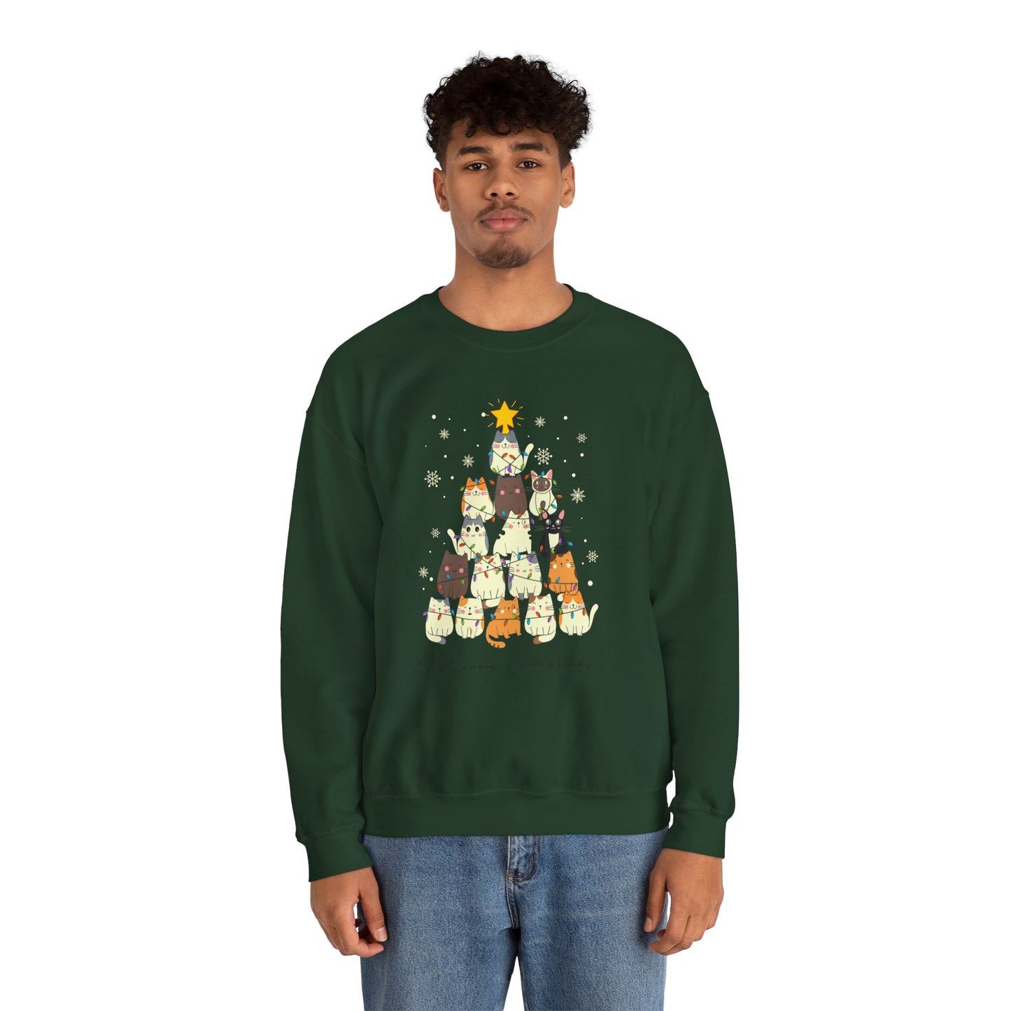 Cat Tree, Merry Christmas - Unisex Heavy Blend™ Crewneck Sweatshirt