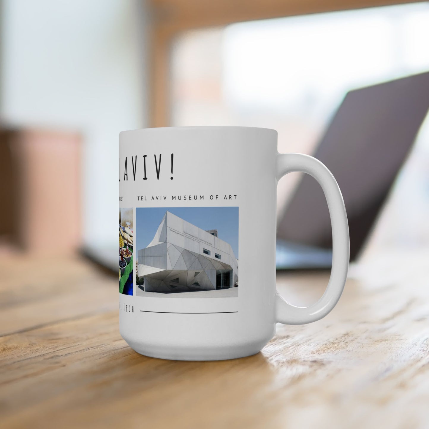 Hello Tel Aviv Ceramic Mug - Unique Travel Souvenir (11oz, 15oz) - Perfect Gift for Foodies & Travelers - 12232