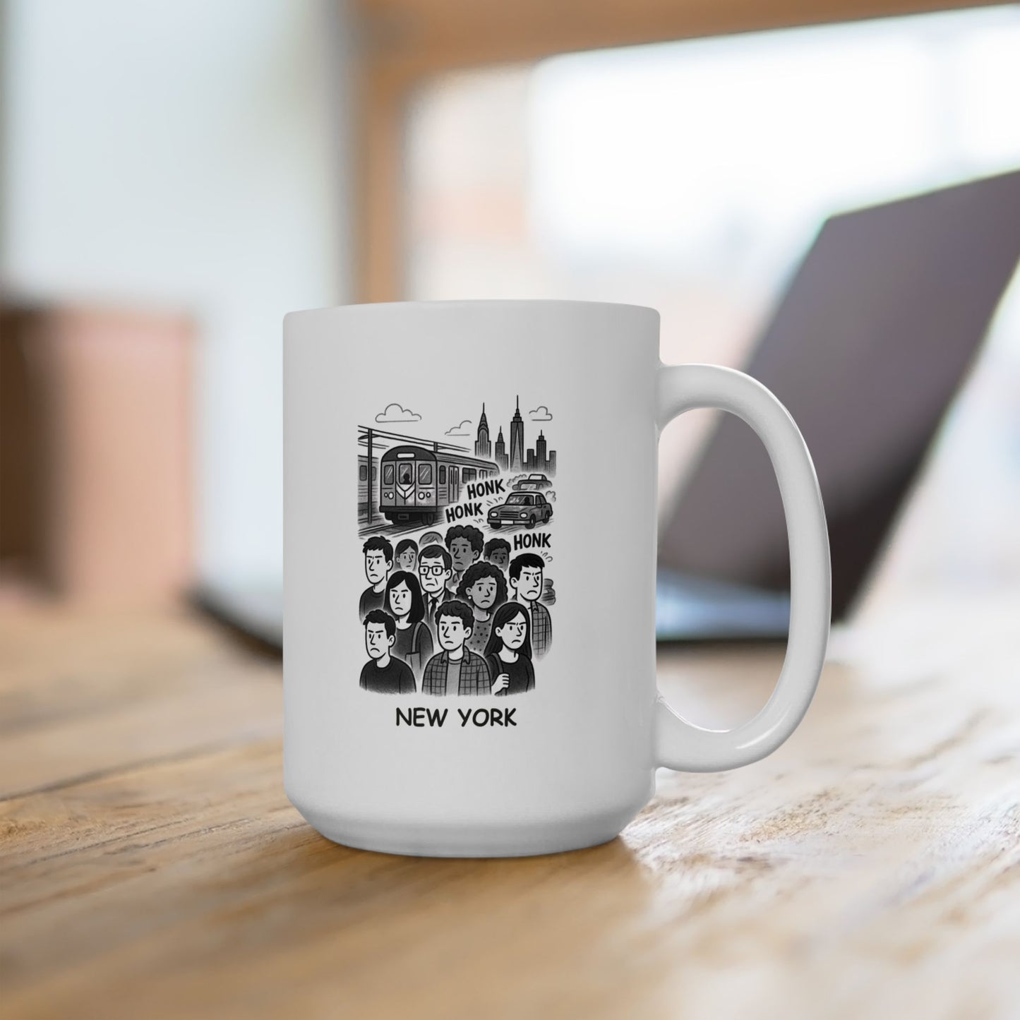 "New York: Where 'rush hour' means a crowd, a subway, and a lot of honking." Ceramic Mug - 11oz & 15oz - 12829
