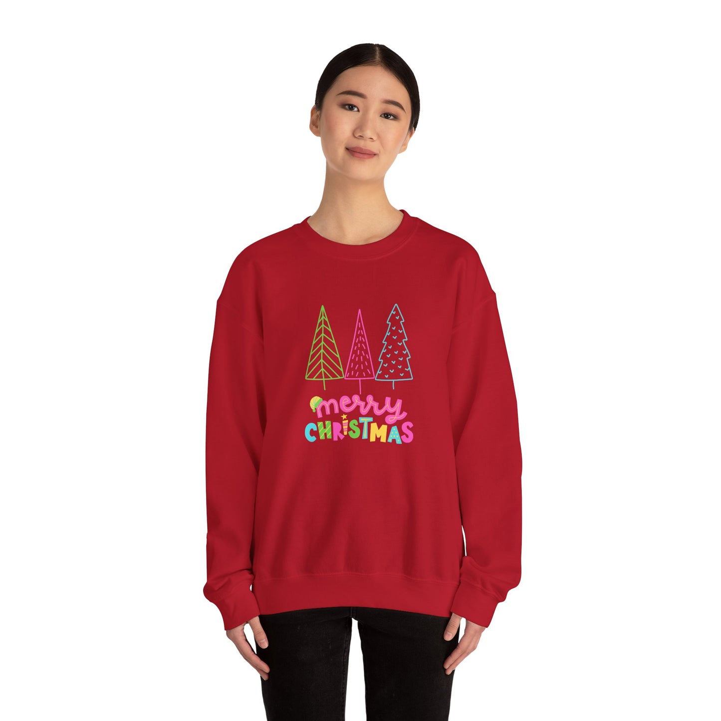 Trees, Merry Christmas -Unisex Heavy Blend™ Crewneck Sweatshirt - 10529