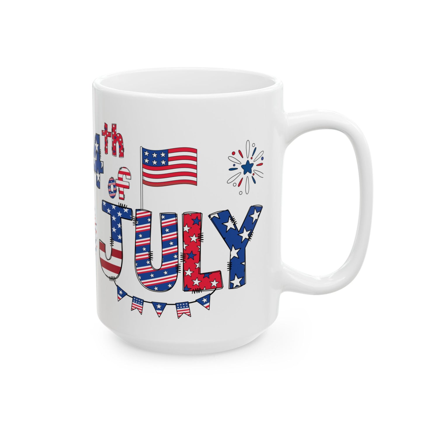 July 4, Eagle - Ceramic Mug, (11oz, 15oz) - 10573