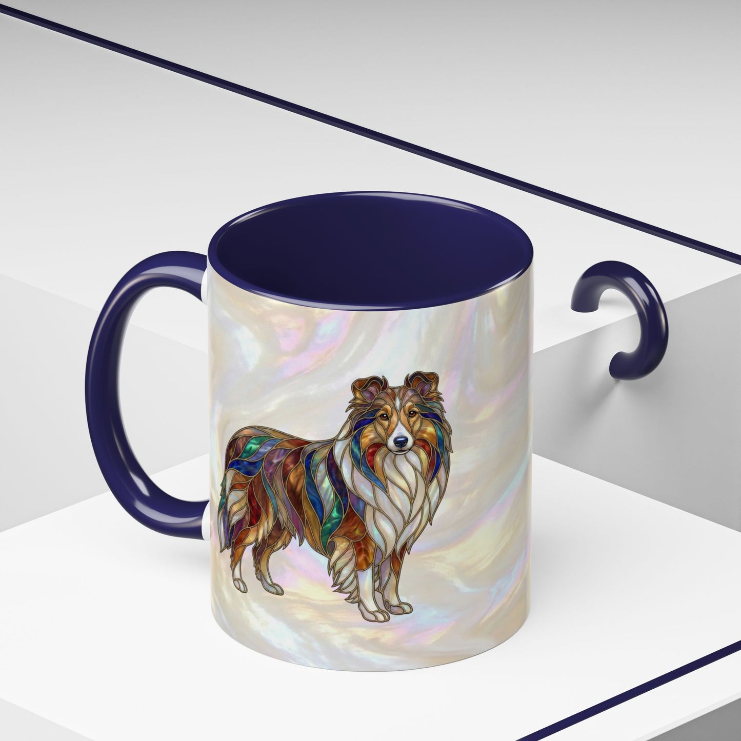 Sheltie Accent Coffee Mug – Stained Glass Design 11/15oz - 14645