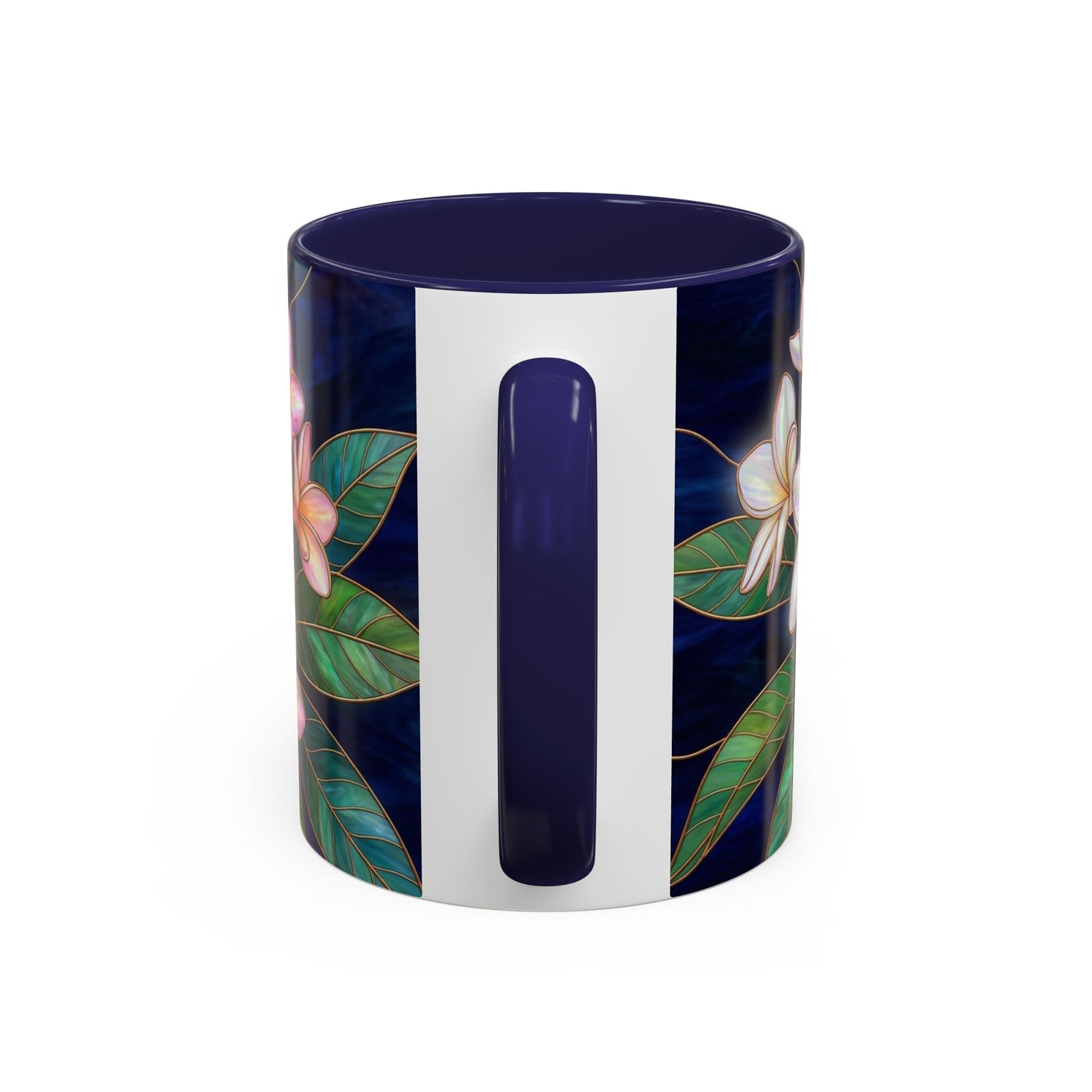 Plumeria Floral Accent Mug —  Stained Glass Design (11/15oz) - 14545