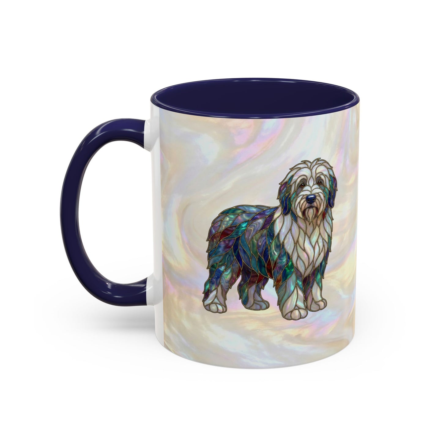 English Sheepdog Accent Coffee Mug -Stained Glass Style (11/15oz) - 14631