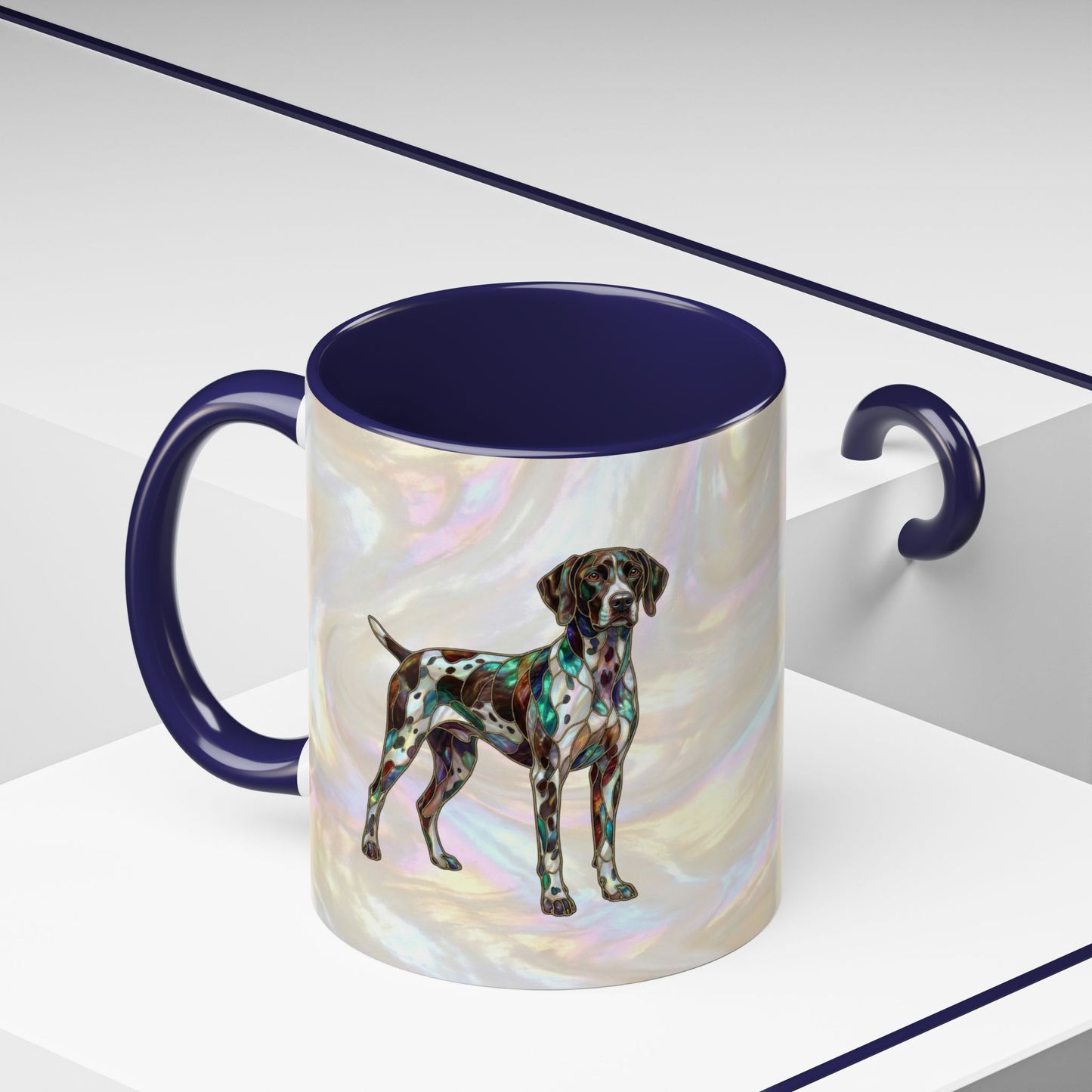 German Shorthaired Pointer Accent Coffee Mug — Stained Glass Design (11/15oz) - 14634