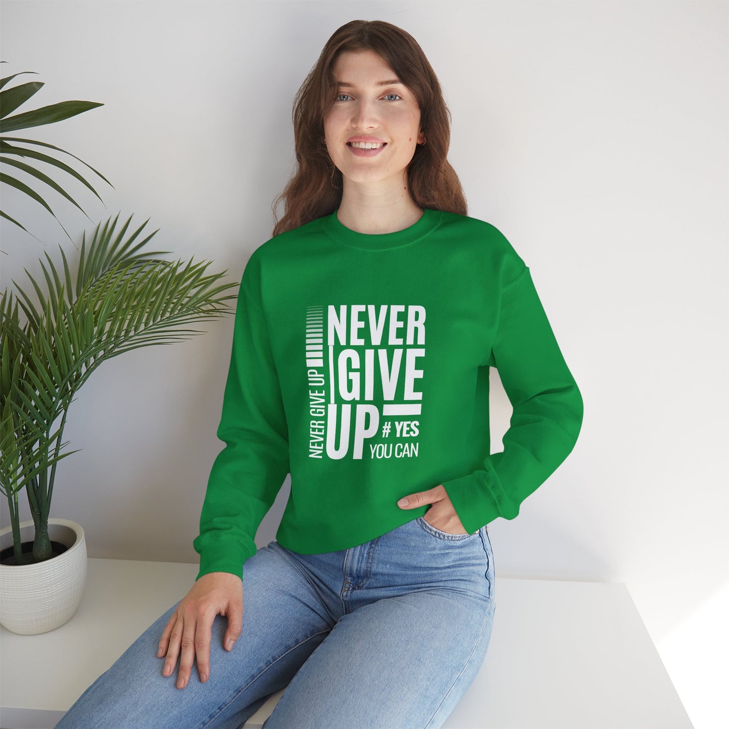 Never Give Up, Yes You Can - Unisex Heavy Blend™ Crewneck Sweatshirt