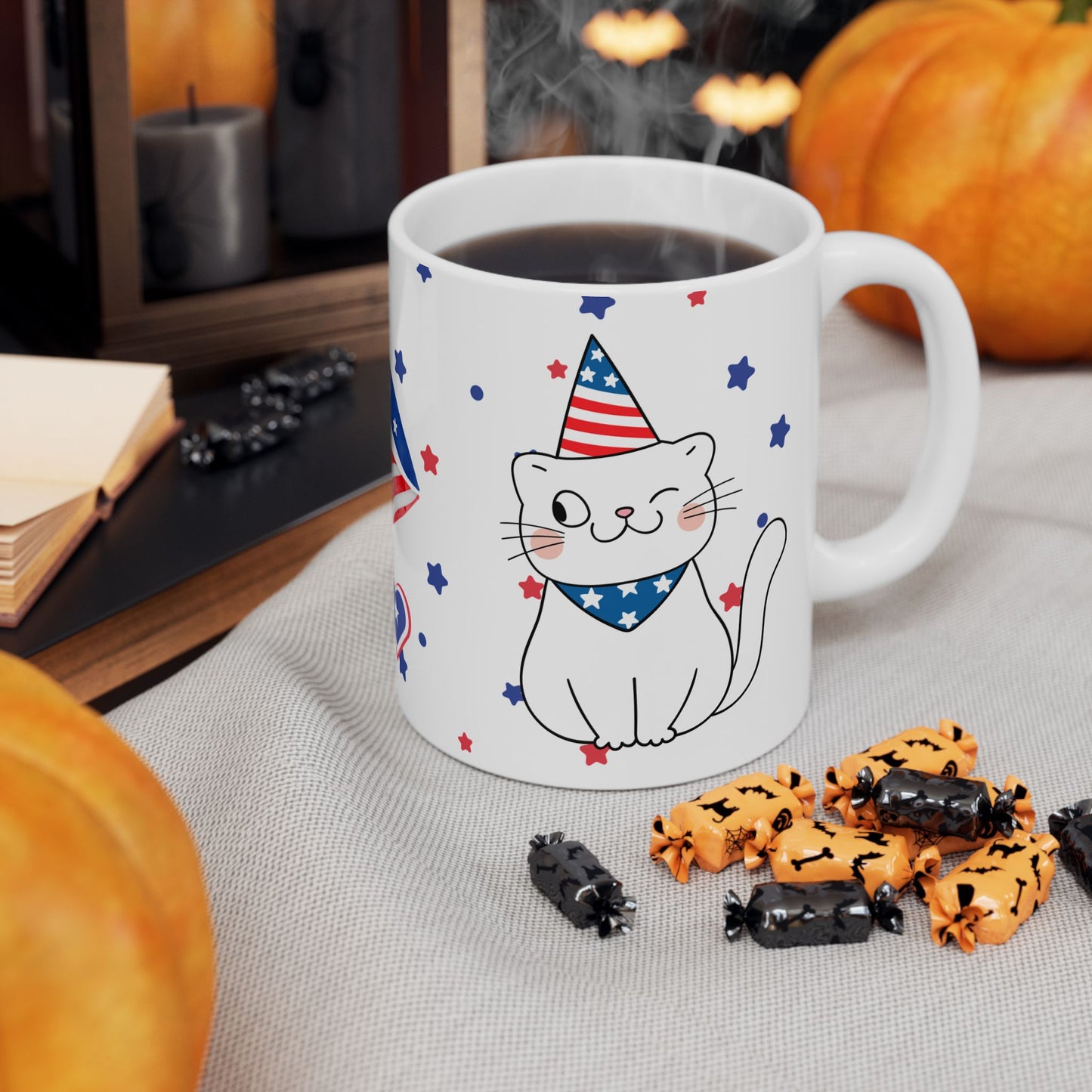 July 4, Cat's Love - Ceramic Mug, (11oz, 15oz) - 10588