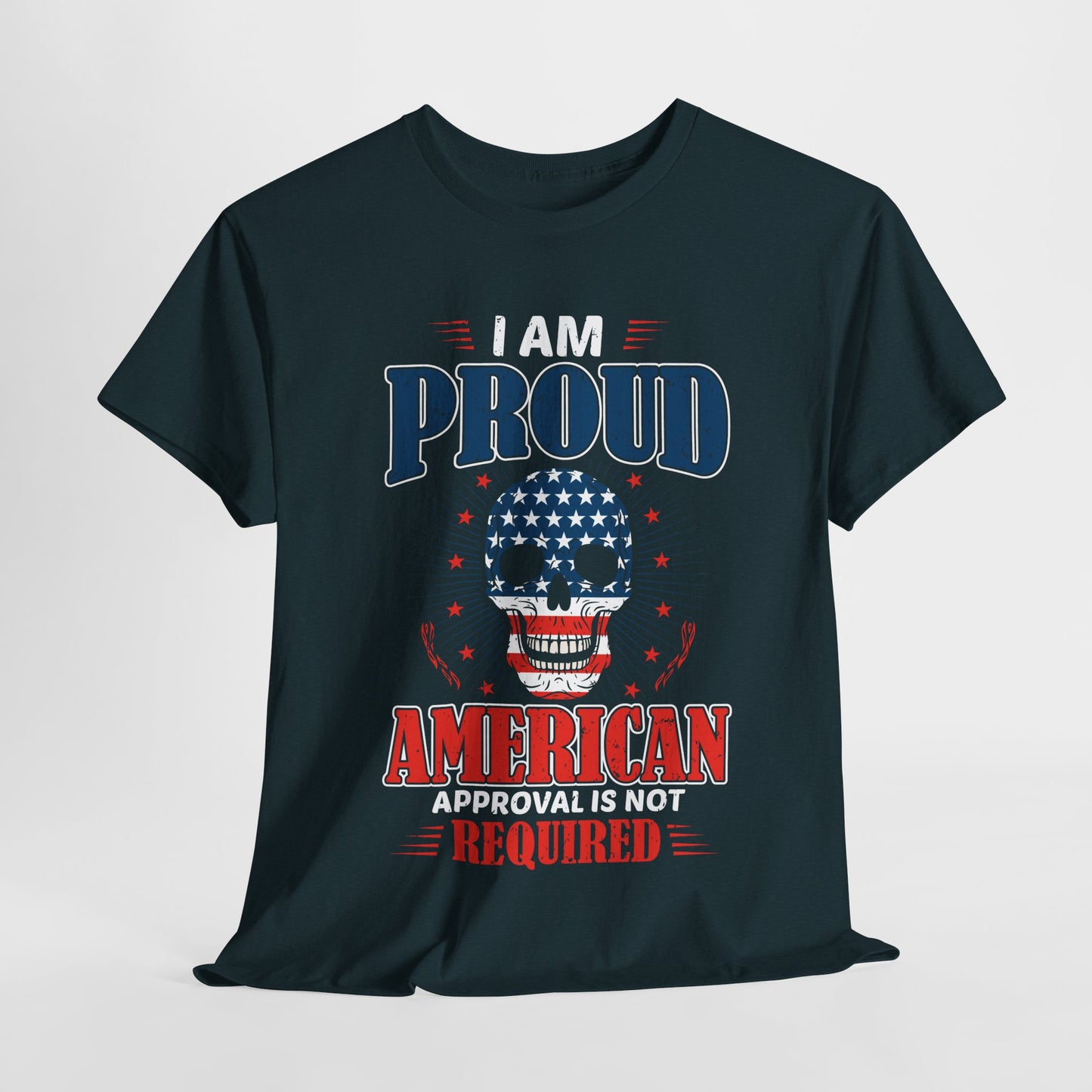 "I'm a Proud American" Unisex Heavy Cotton Tee, Patriotic Shirt, Independence Day Apparel, Casual Wear, Gift for Veterans - 13637