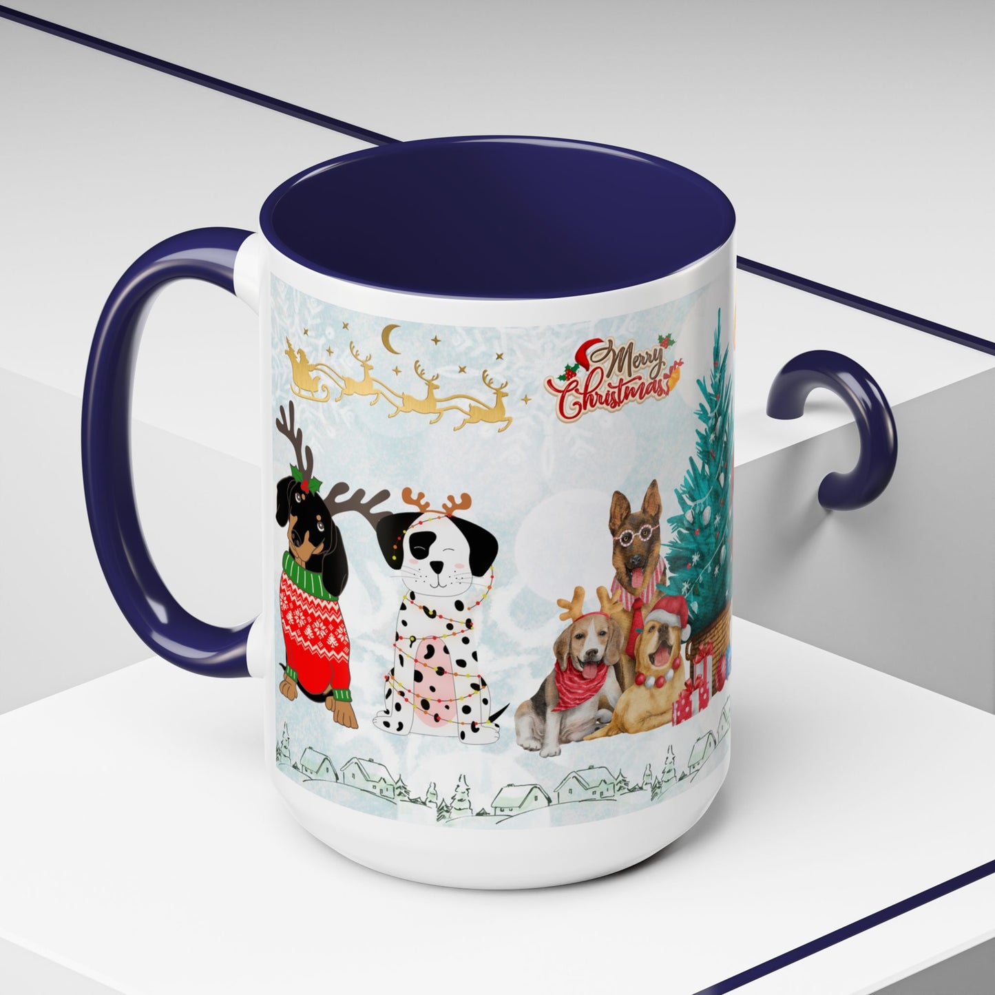 Merry Christmas Dogs - Accent Coffee Mug (11, 15oz)