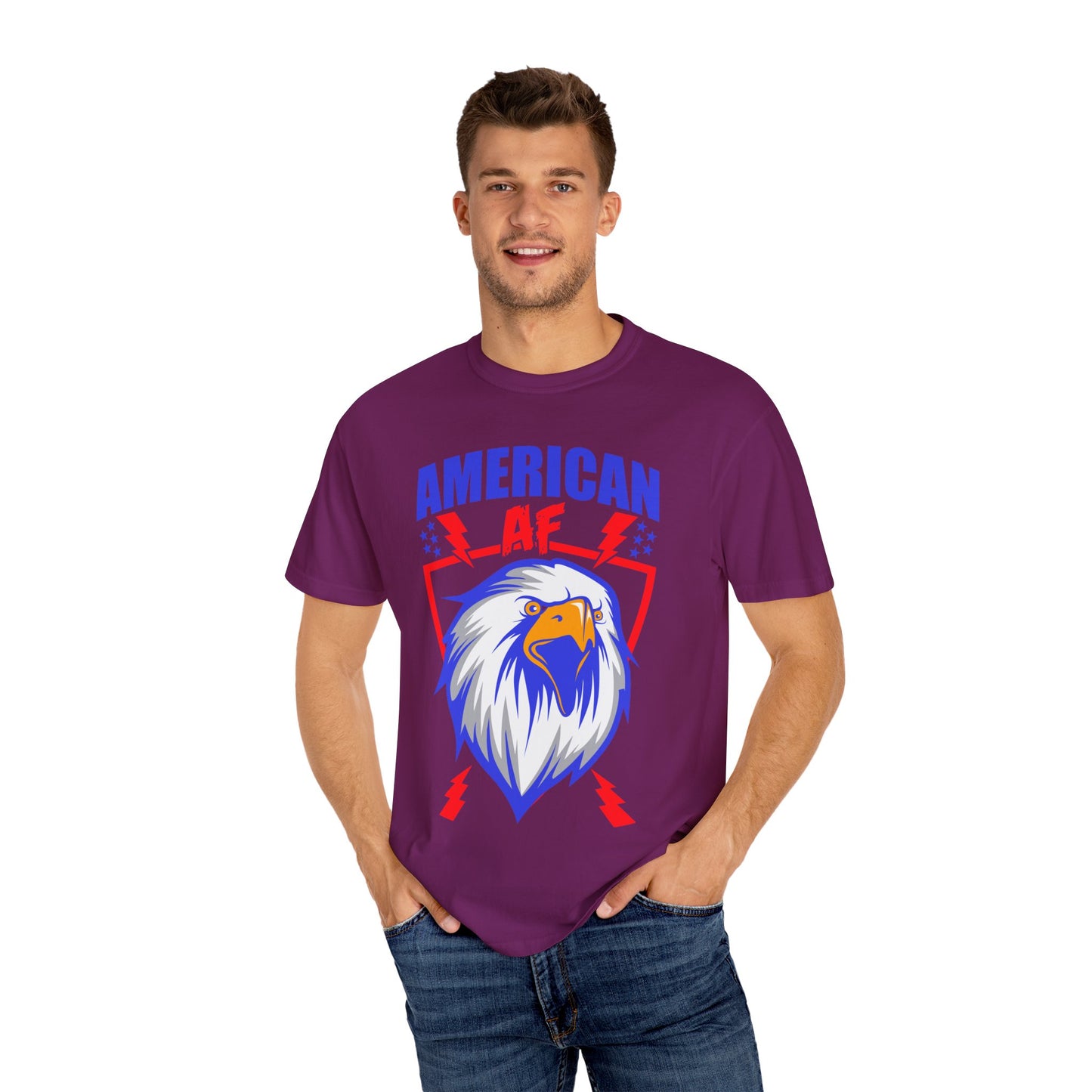 Patriotic Eagle T-Shirt, American AF Graphic Tee, Unisex Tee, 4th of July Shirt, Casual Wear, Gift for Patriots, Summer Style - 13731