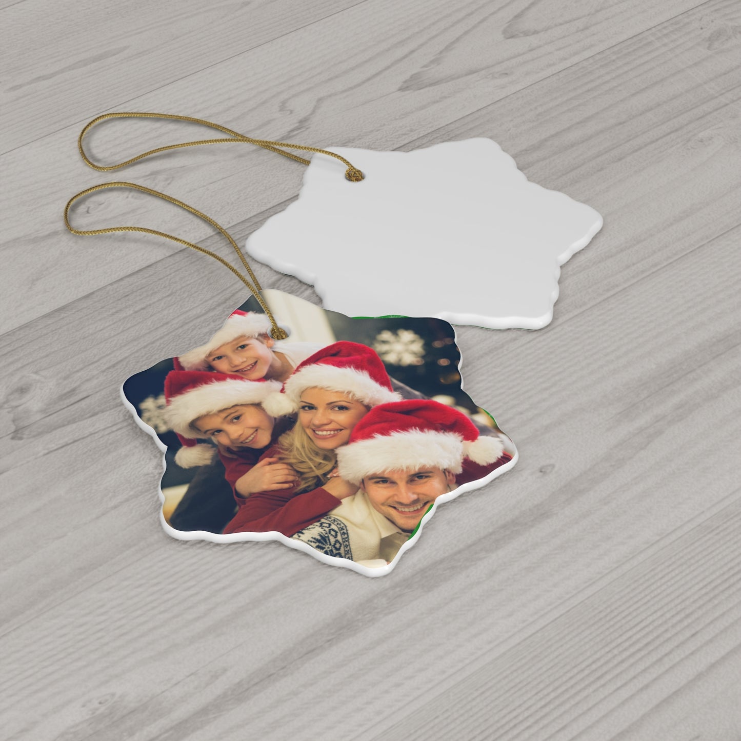 Christmas, Family Photo - Ceramic Ornament, 4 Shapes