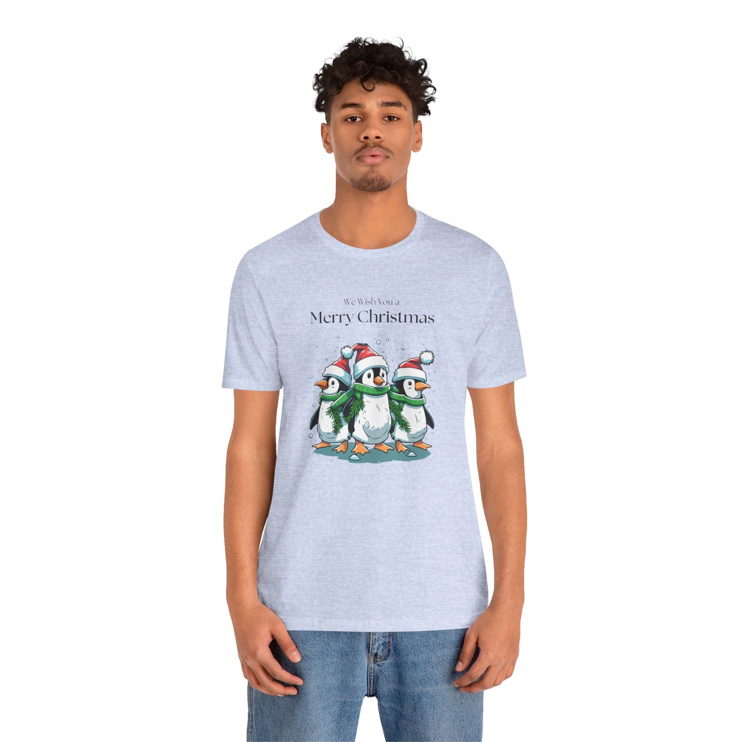 Penguins, We Wish You A Merry Christmas - Unisex Jersey Short Sleeve Tee - 10198