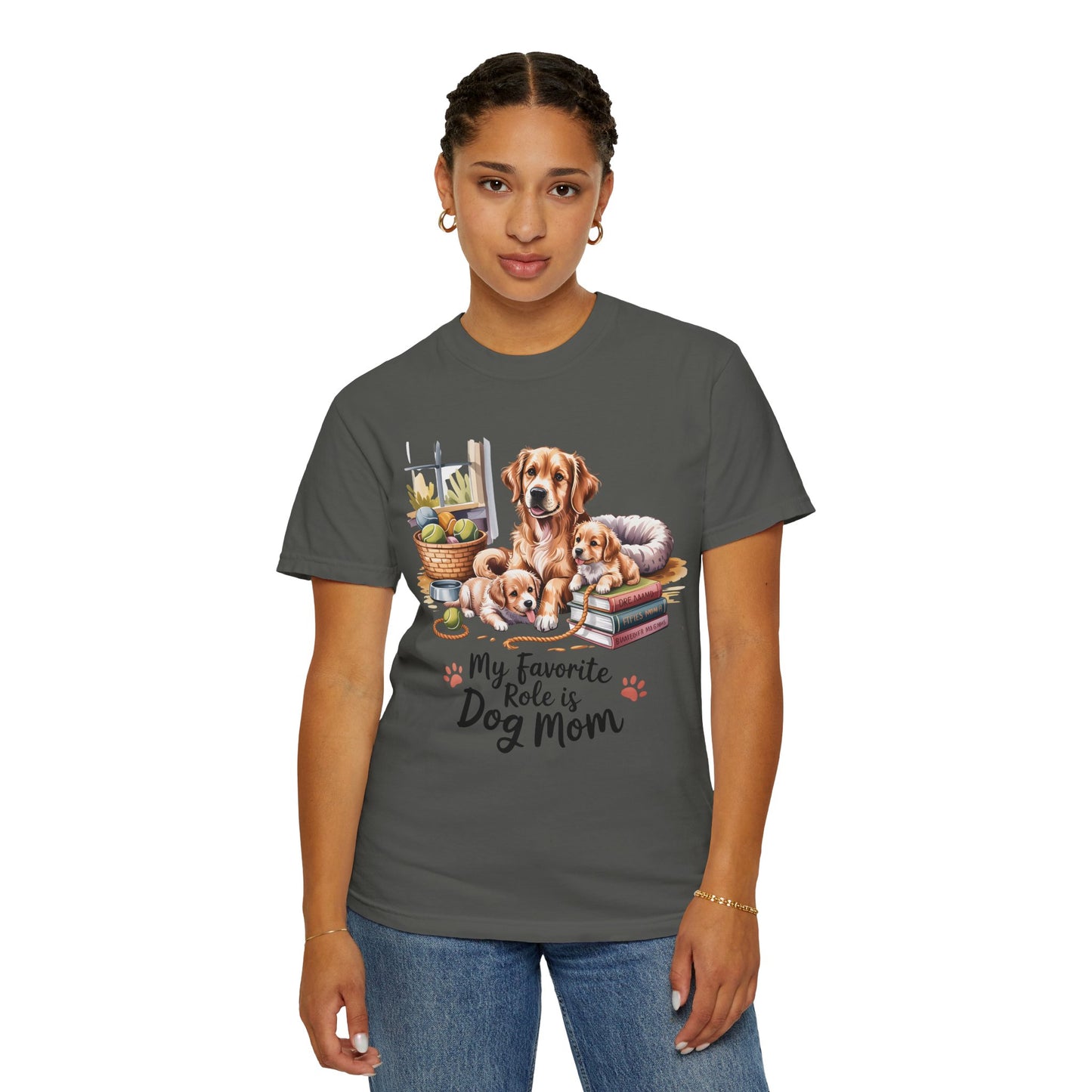 Dog Mom Shirt – My Favorite Role is Dog Mom | Cute Golden Retriever Puppy T-Shirt for Dog Lovers - 14800