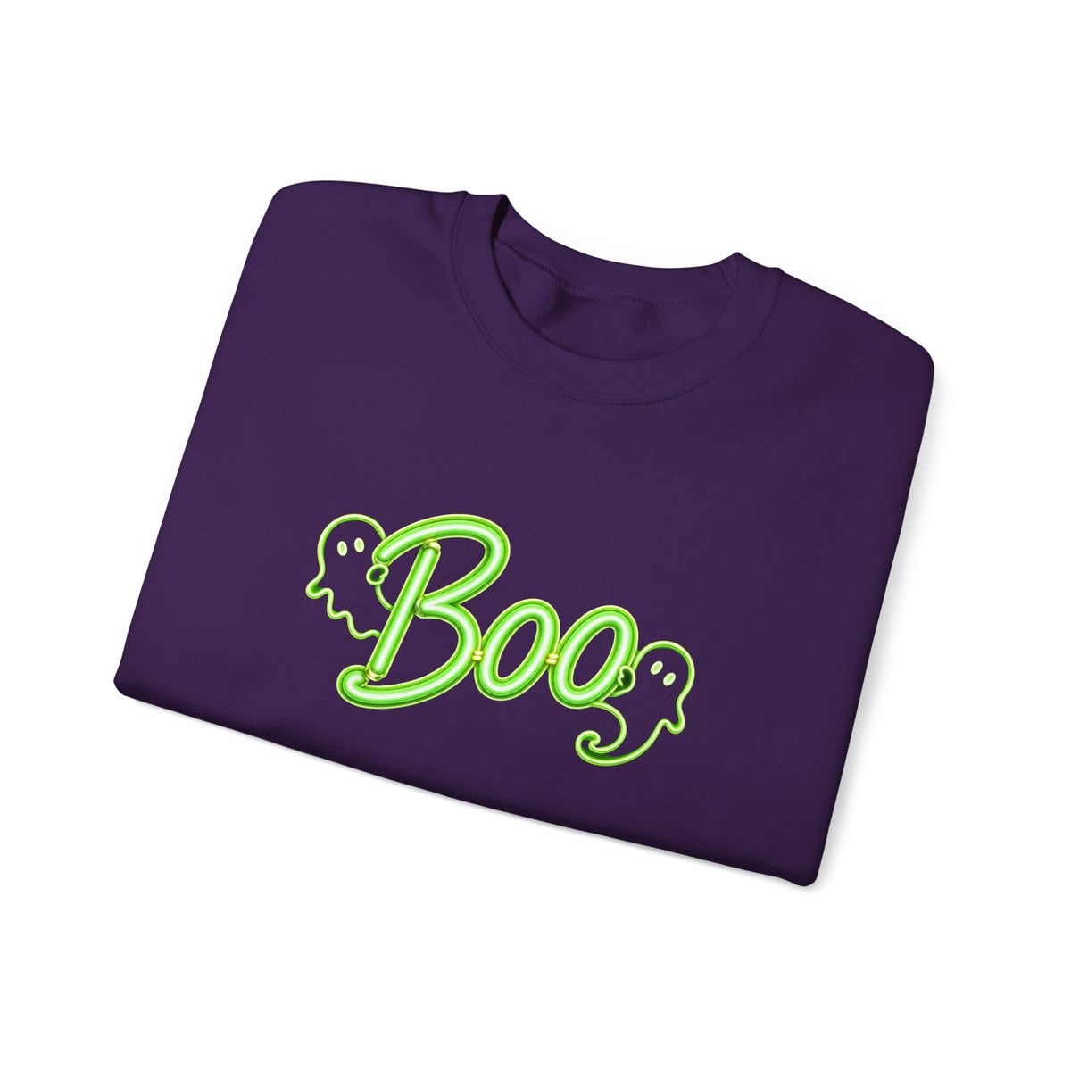 Neon Boo Halloween Sweatshirt, Cute Ghost Crewneck - 14517