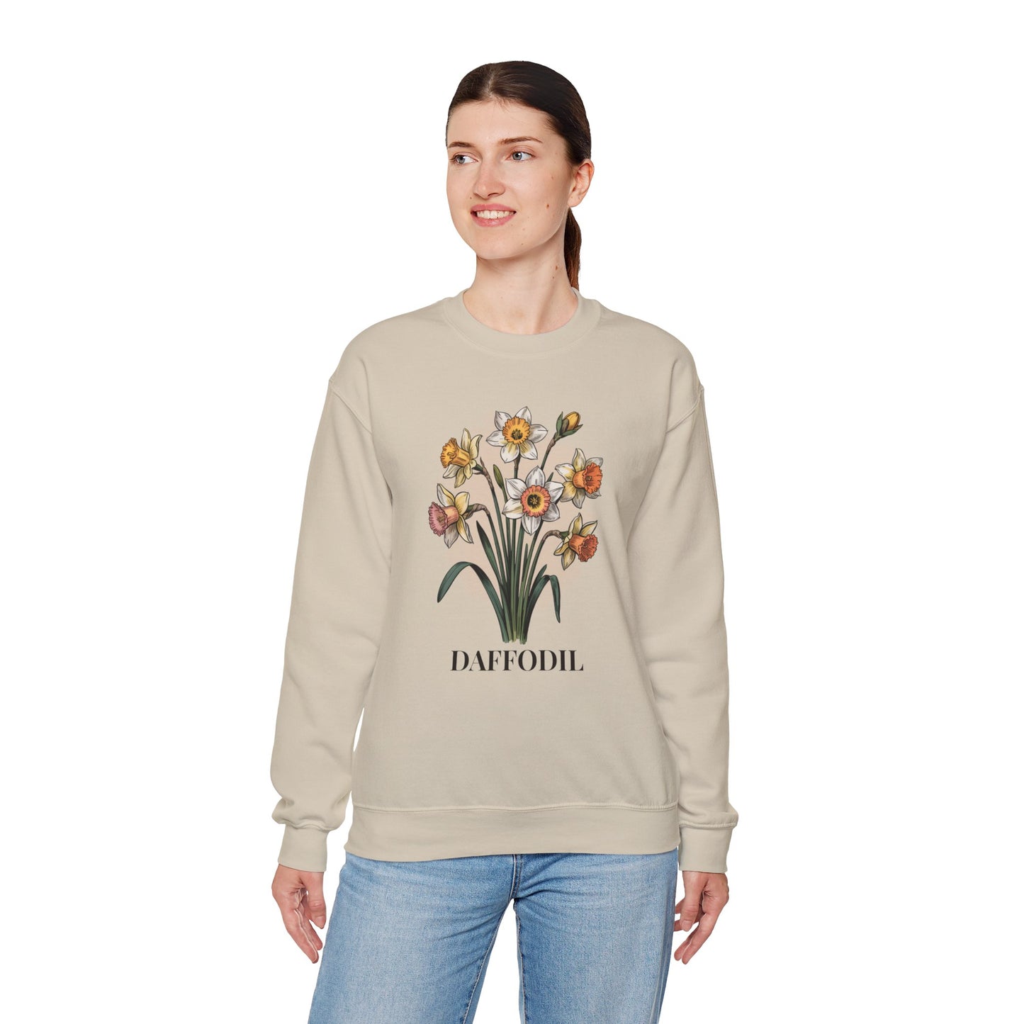 March Birth Flower Daffodil Sweatshirt — Vintage Botanical Floral Crewneck Gift - 14824