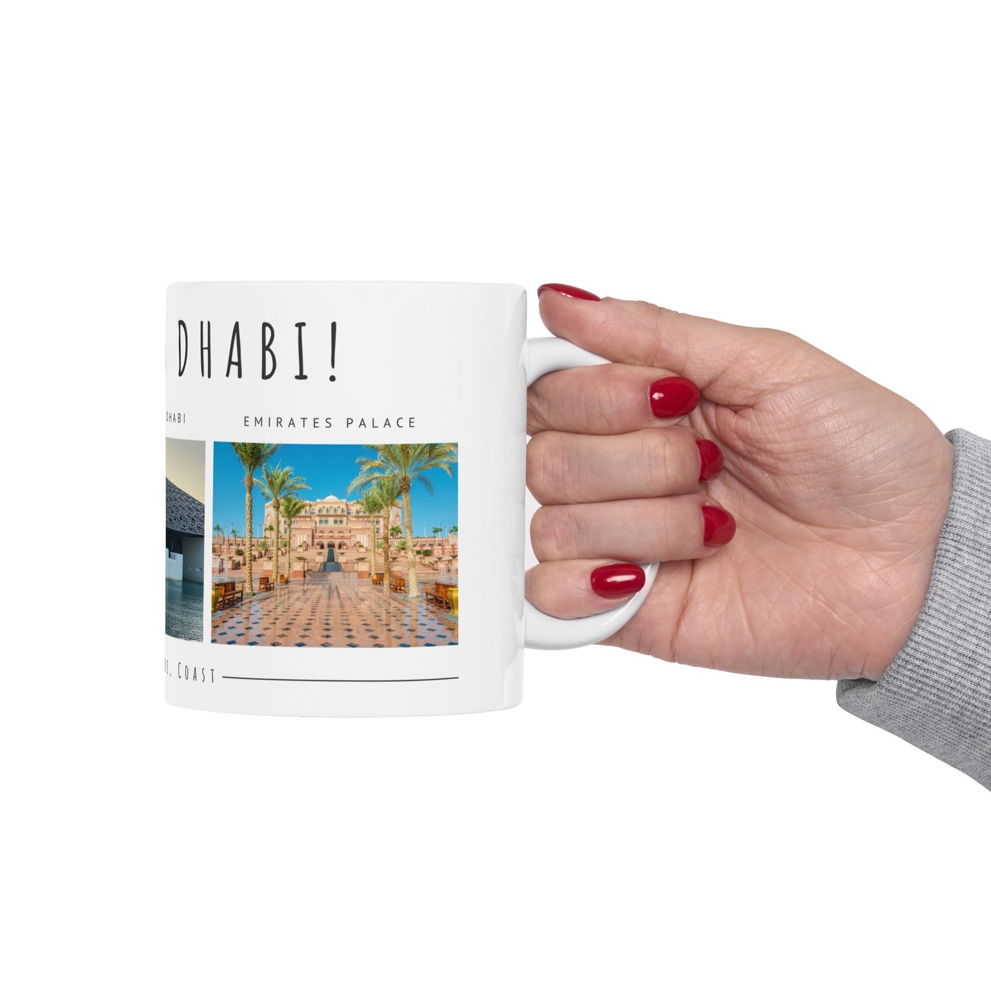 Hello Abu Dhabi! Ceramic Mug - 11oz & 15oz Coffee Cup with Scenic Design - 12097