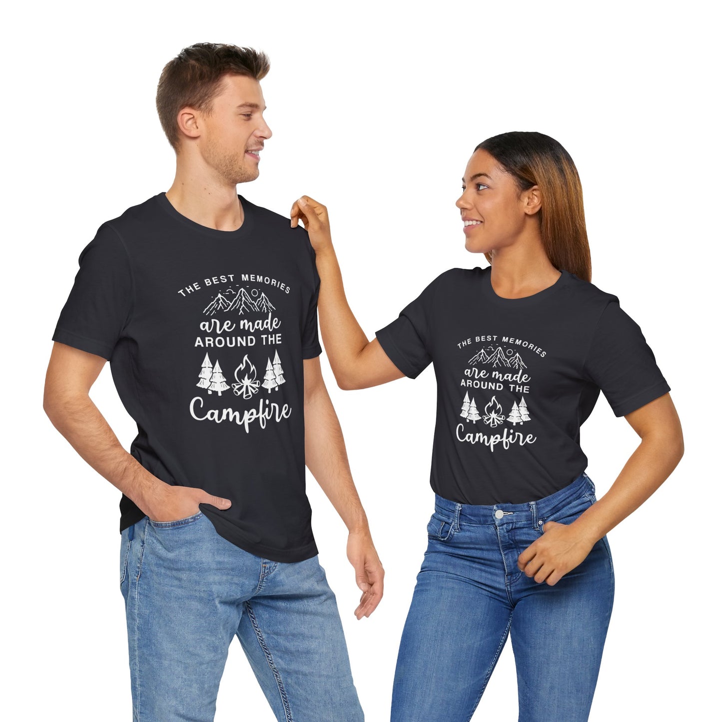 Camping: The Best Memories Are Made Around Campfire - Unisex Jersey Short Sleeve Tee