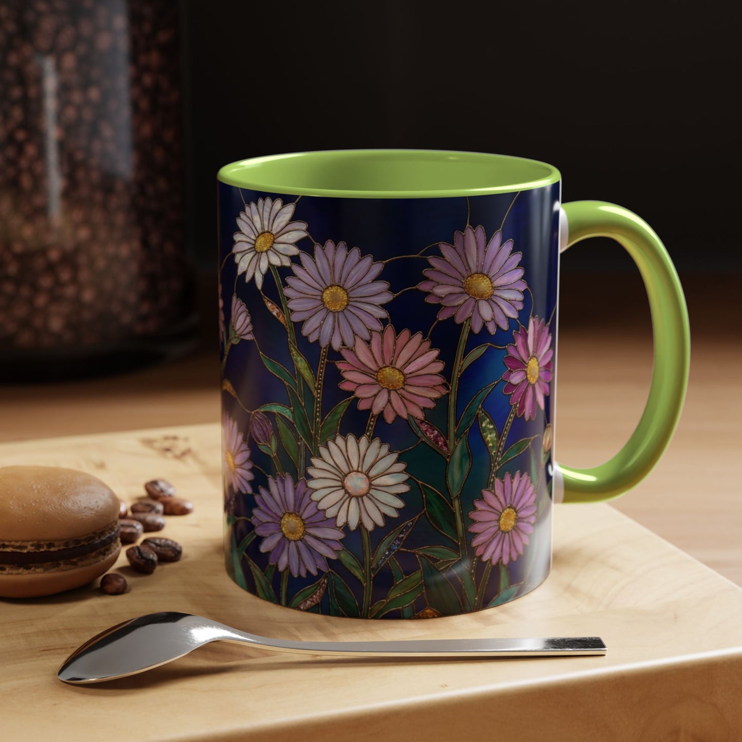 Aster Flower Coffee Mug — Stained Glass Design 11/15oz - 14553