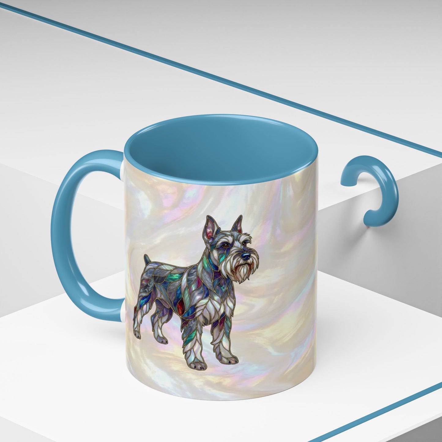 Schnauzer Accent Coffee Mug – Stained Glass Design 11/15oz - 14643