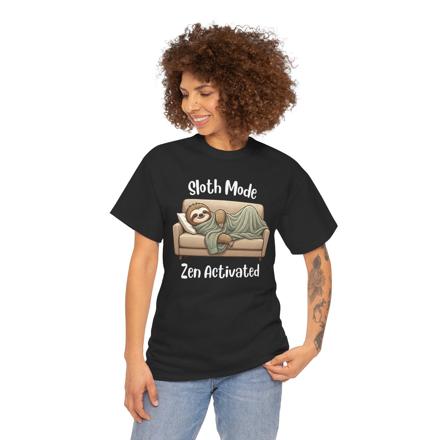 Funny Sloth T-Shirt – “Sloth Mode, Zen Activated” Cute Relaxing Tee - 14844