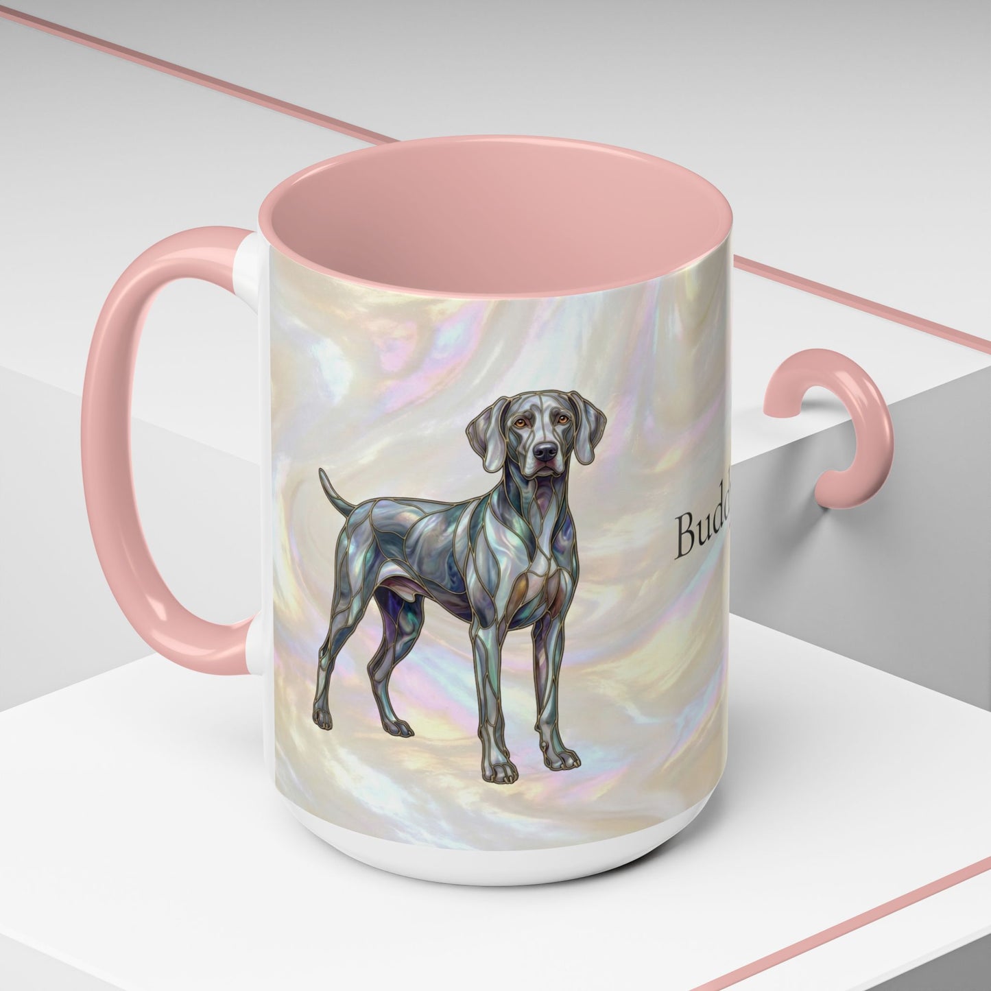 Weimaraner Accent Coffee Mug – Stained Glass Design 11/15oz - 14649
