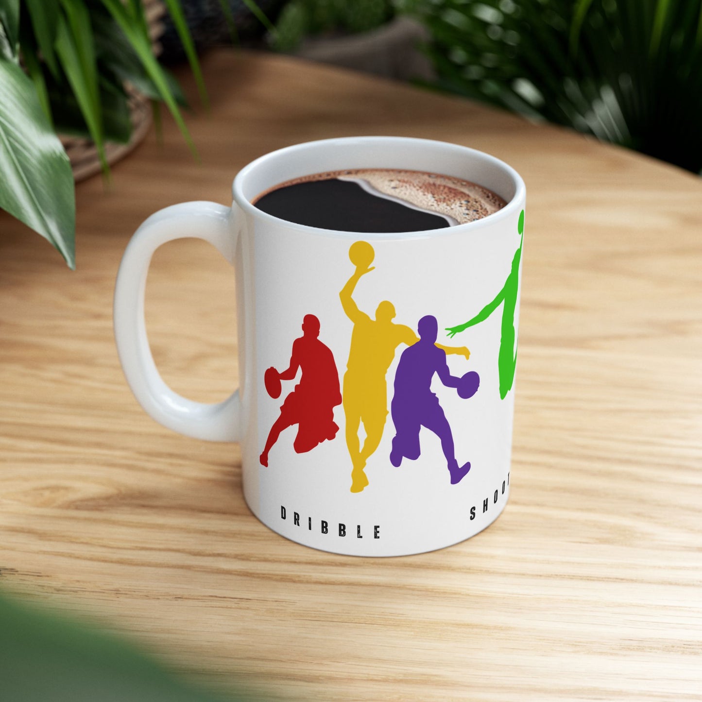 Dribble, Shoot, Score & Repeat, Basketball - Ceramic Mug, (11oz, 15oz) - 10301