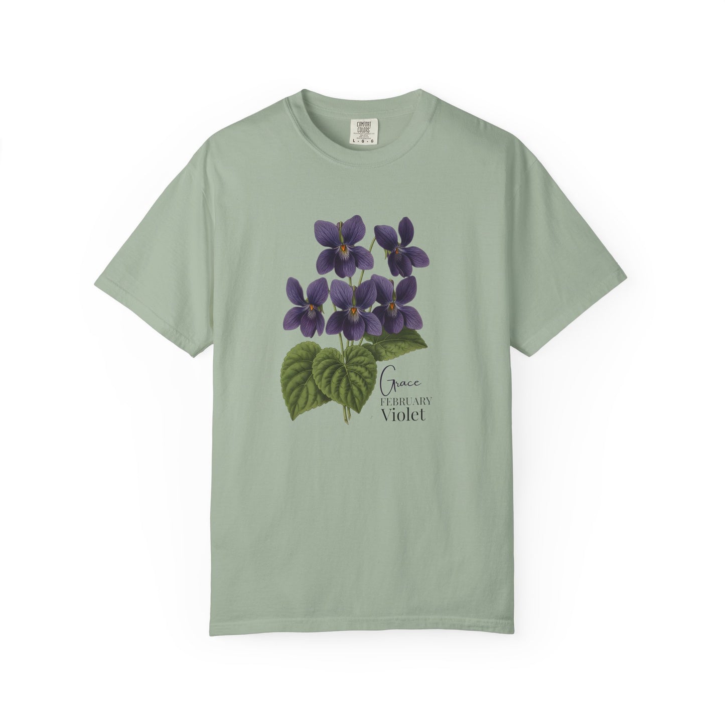 February Birth Flower Violet T-Shirt – Heavyweight Garment-Dyed Tee - 14694