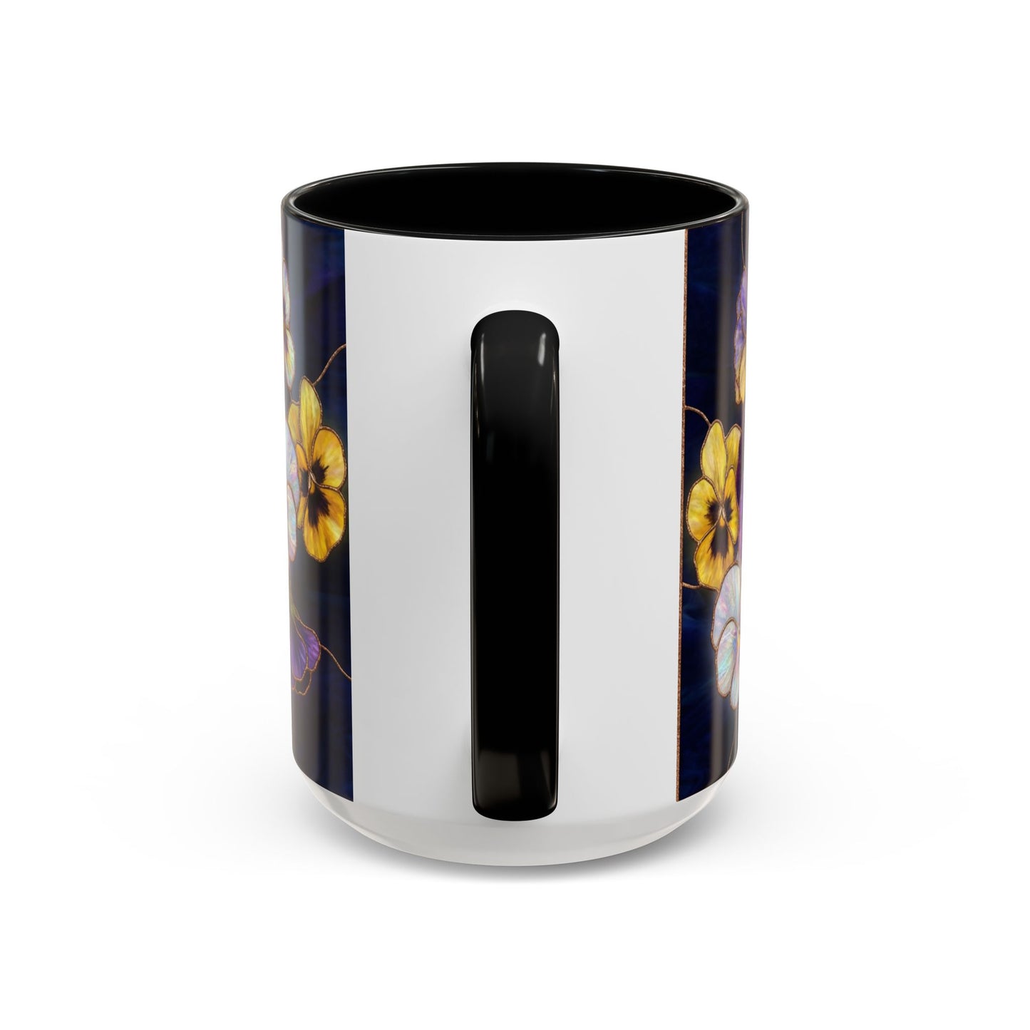 Pansy Floral Accent Coffee Mug — Stained Glass Design (11/15oz) - 14544