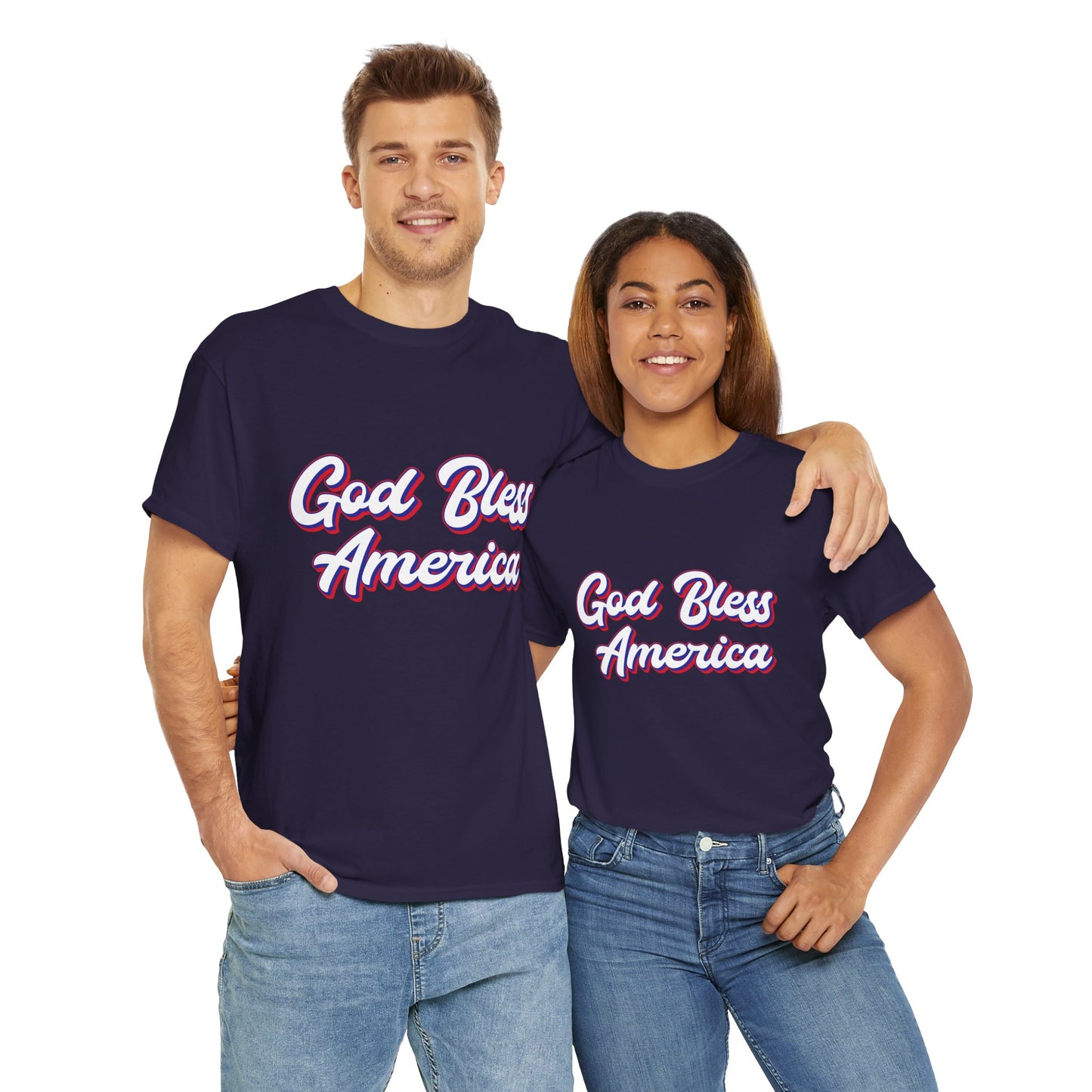 God Bless America Unisex Heavy Cotton Tee | Patriotic Shirt, American Pride Apparel, 4th of July Outfit, Gift for Veterans, Summer - 13655