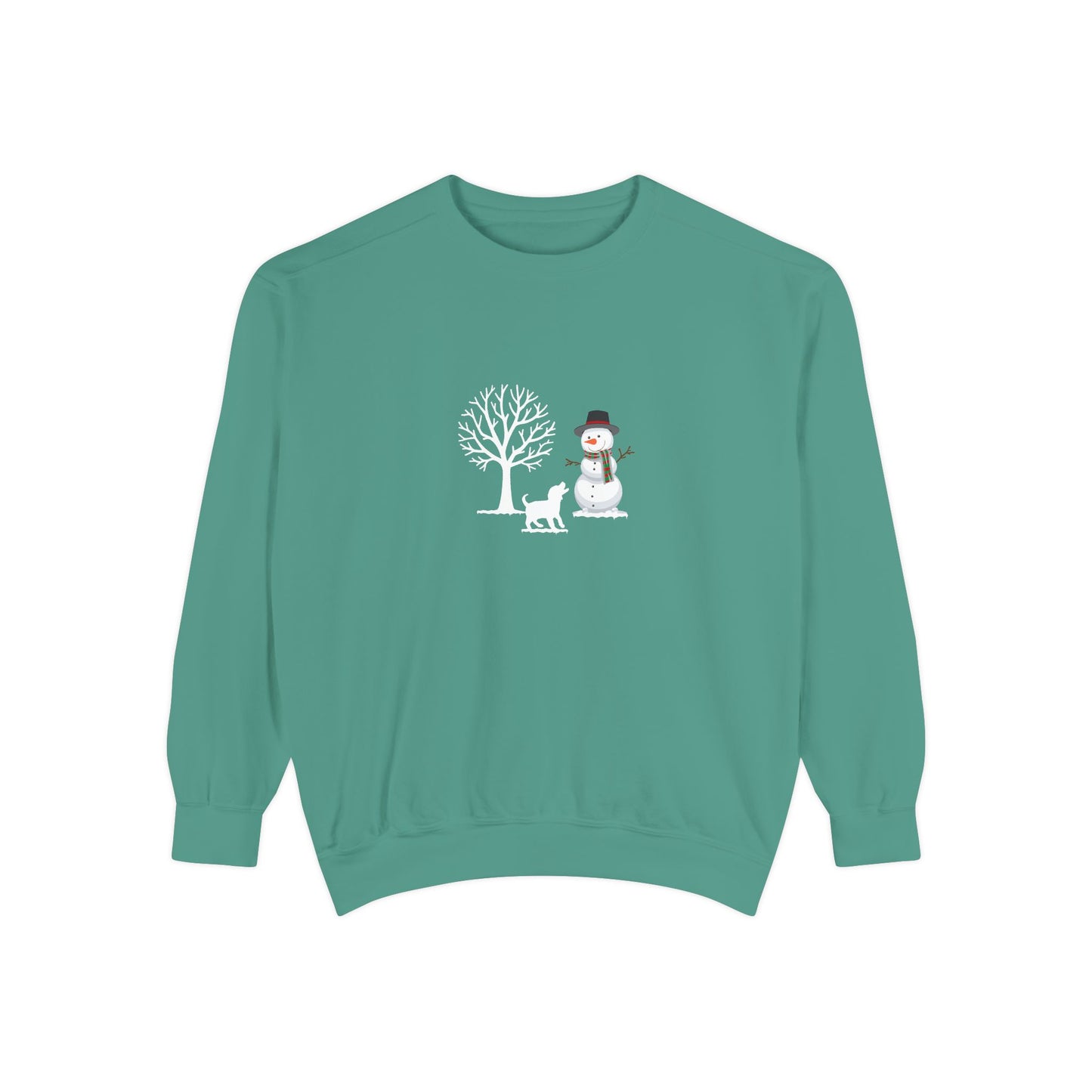 Winter Tree, Snowman, Puppy - Unisex Garment-Dyed Sweatshirt - 10261