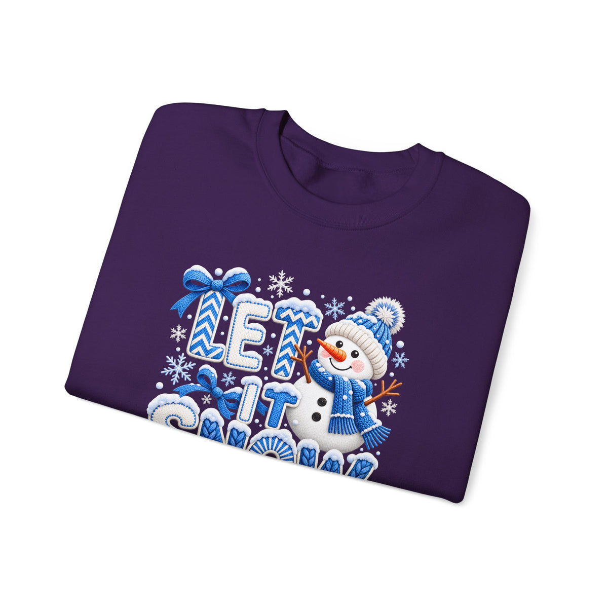 Let It Snow Sweatshirt,  Cute Snowman Winter Christmas Crewneck - 14545