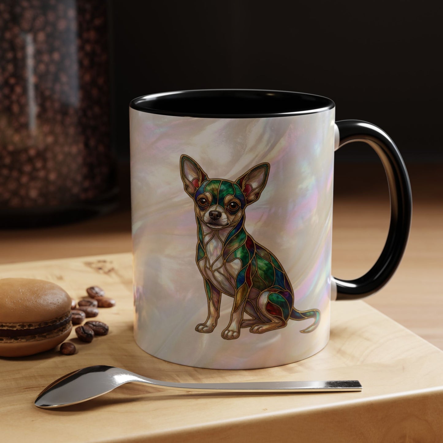 Chihuahua Accent Coffee Mug -Stained Glass Style (11/15oz) - 14625
