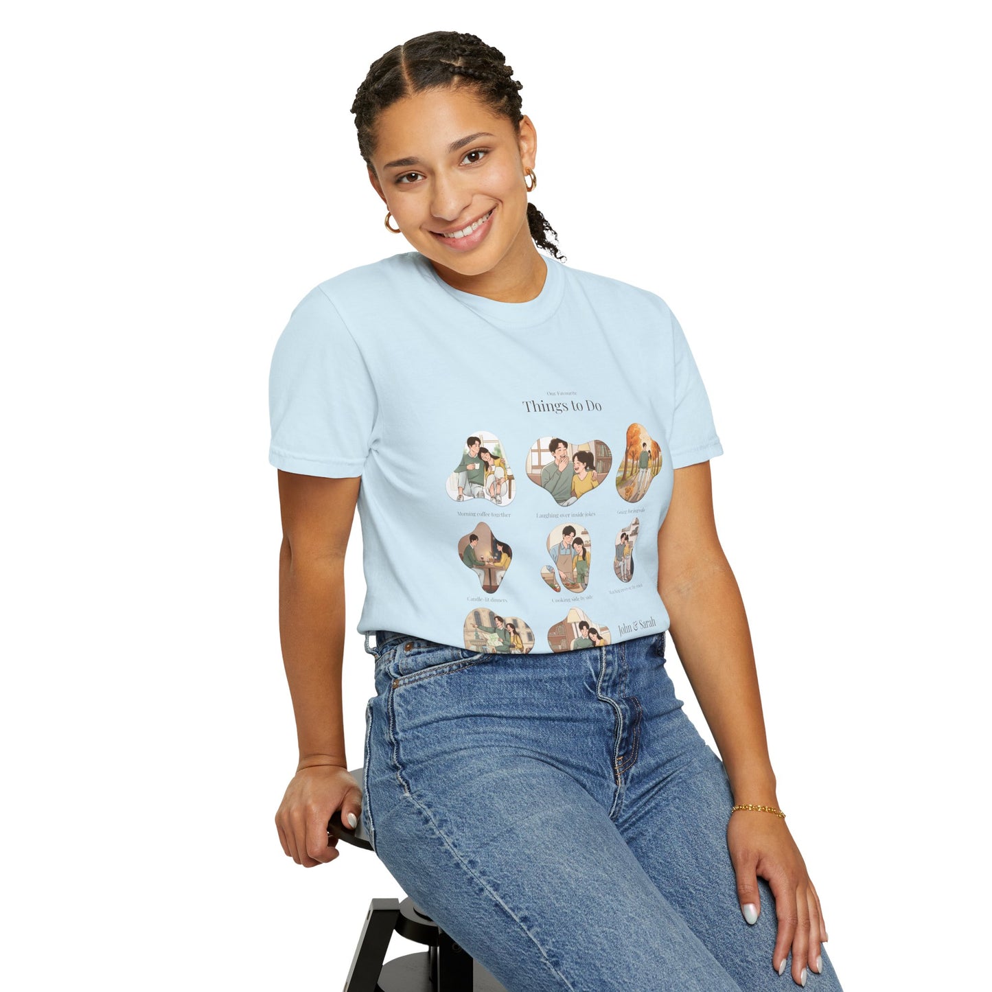 Our Favourite Things to Do Together – Personalised Valentine’s Illustration T-Shirt Gift - 14721