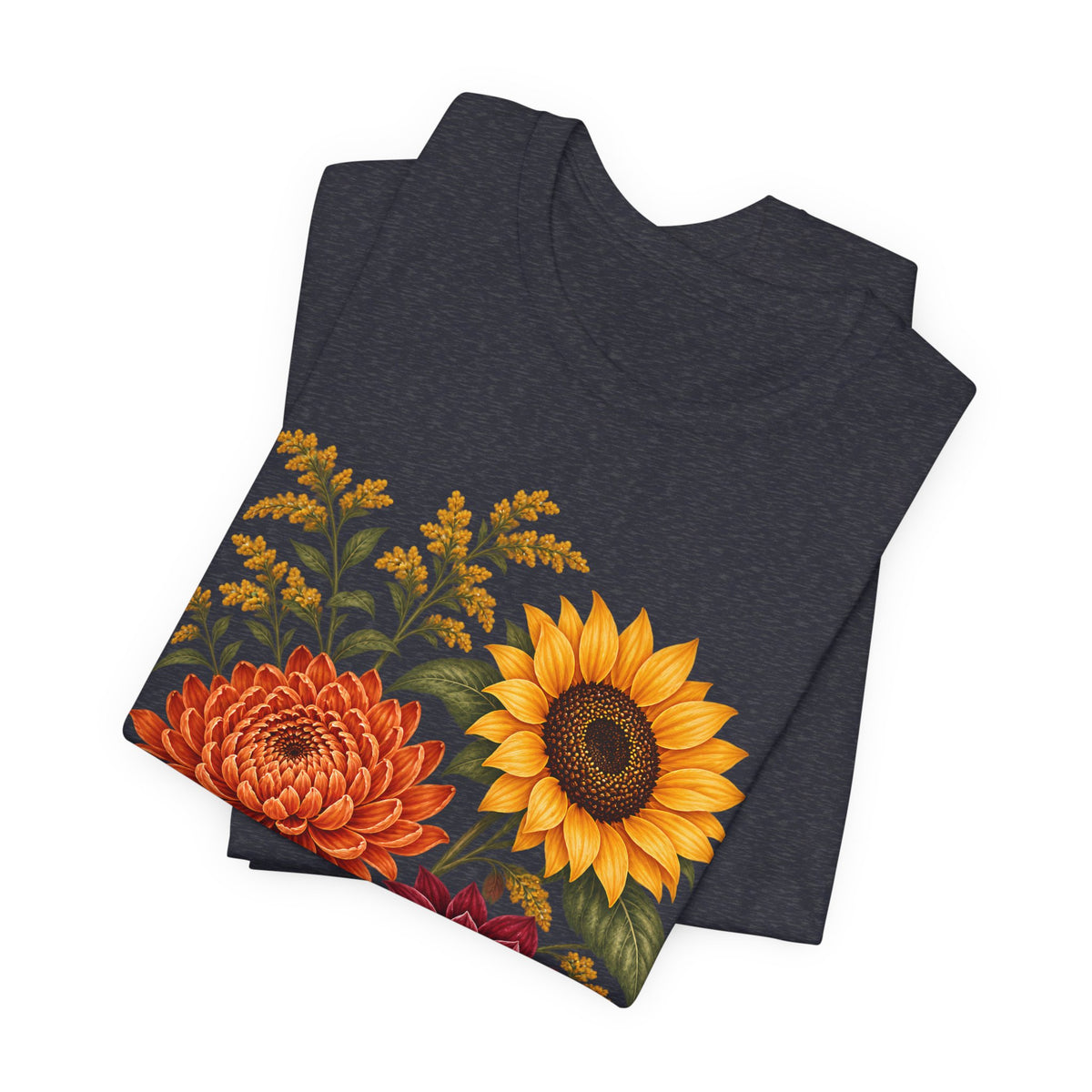 Autumn Wildflower Bouquet T-Shirt, Vintage Botanical Floral Tee - 14565
