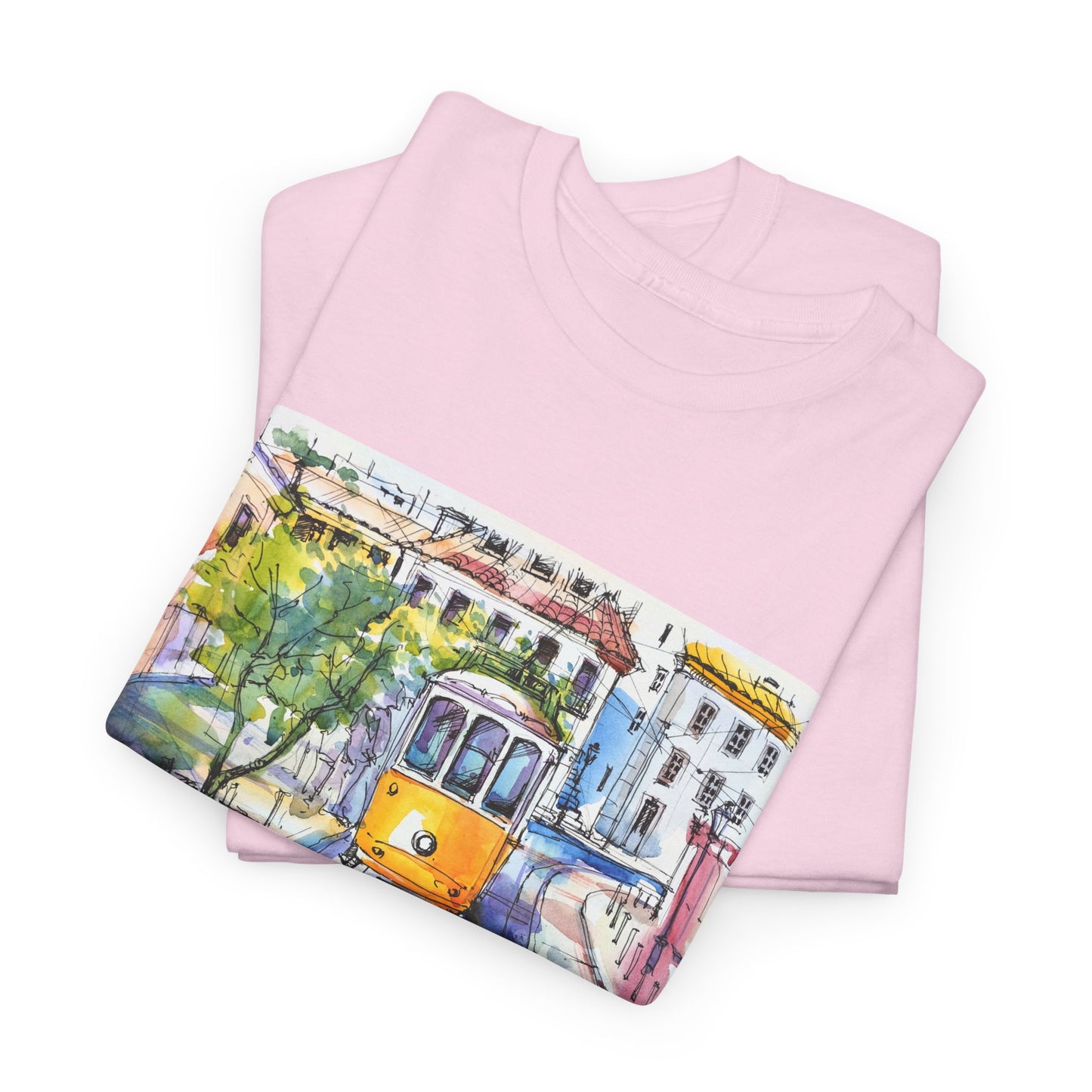 Lisbon Tram Unisex Heavy Cotton Tee - 12134