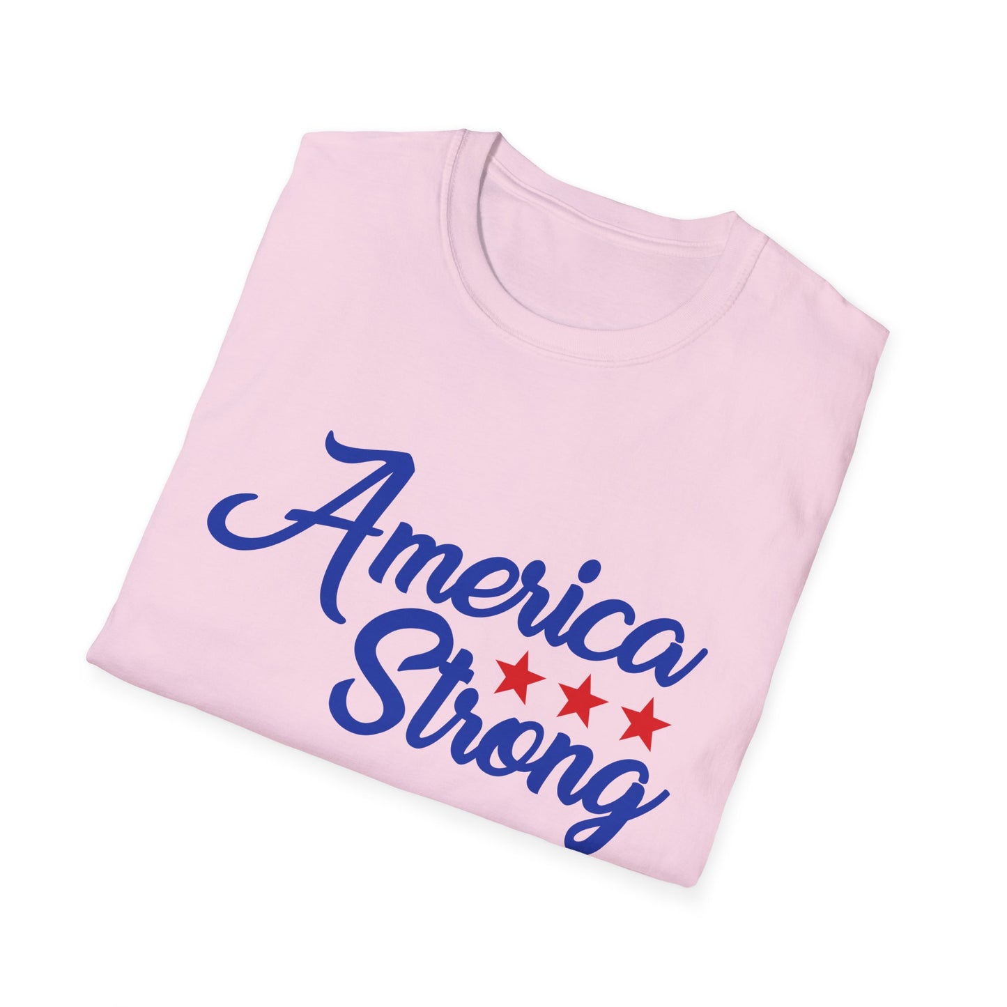 America Strong Unisex Softstyle T-Shirt - Patriotic Tee for BBQs, Memorial Day, 4th of July, Gift for Him/Her, Casual Wear - 13694